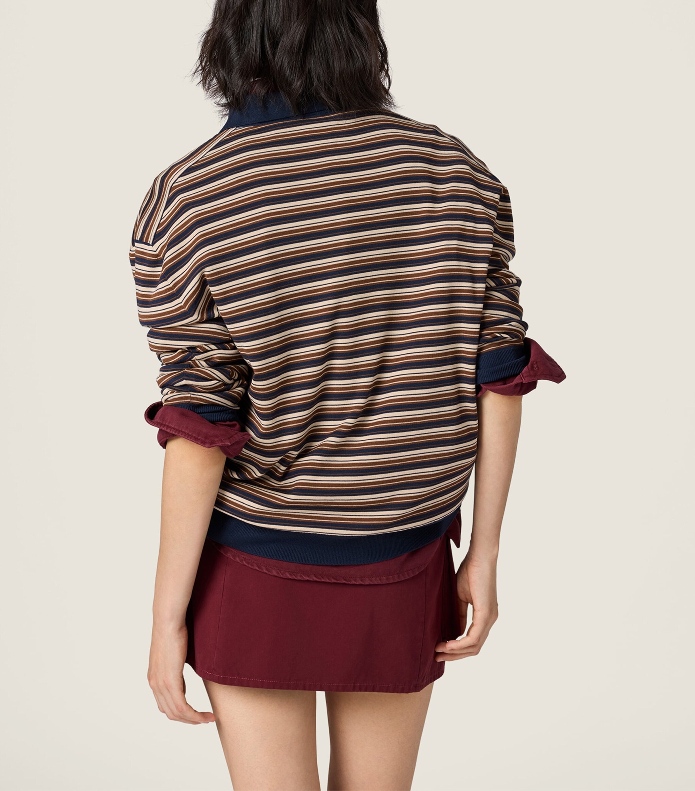 Miu Miu Womens Virgin Wool Stripe Polo Shirt Image 3