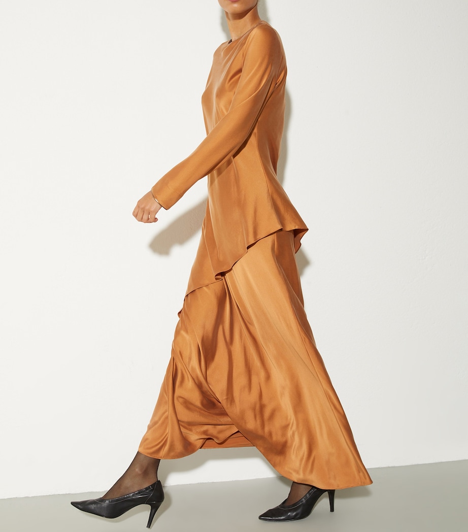 Silk-Blend Maxi Dress AMBER Image 4