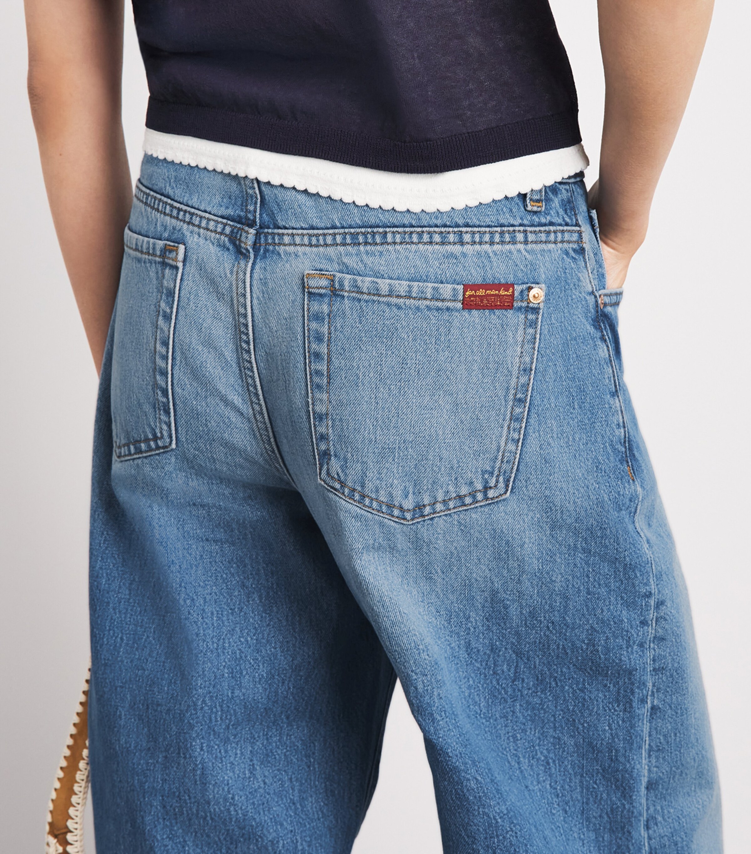 7 For All Mankind Womens Bonnie Curvilinear Barrel-Leg Jeans Skyfrost Image 3