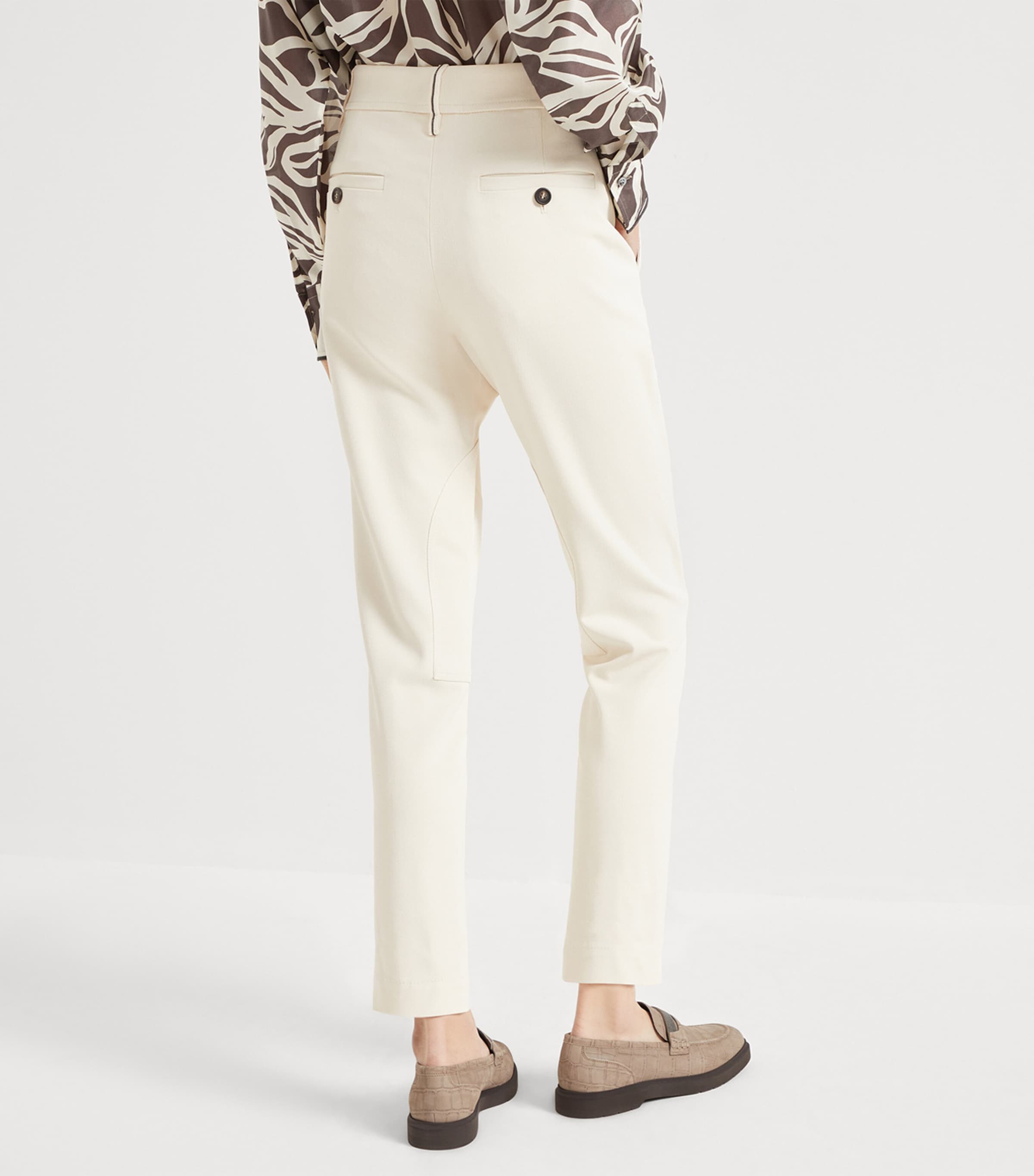 【美品】BRUNELLO CUCINELLI 白タックワイドパンツ コットン42 美品】BRUNELLO CUCINELLI 白タックワイドパンツ コットン42