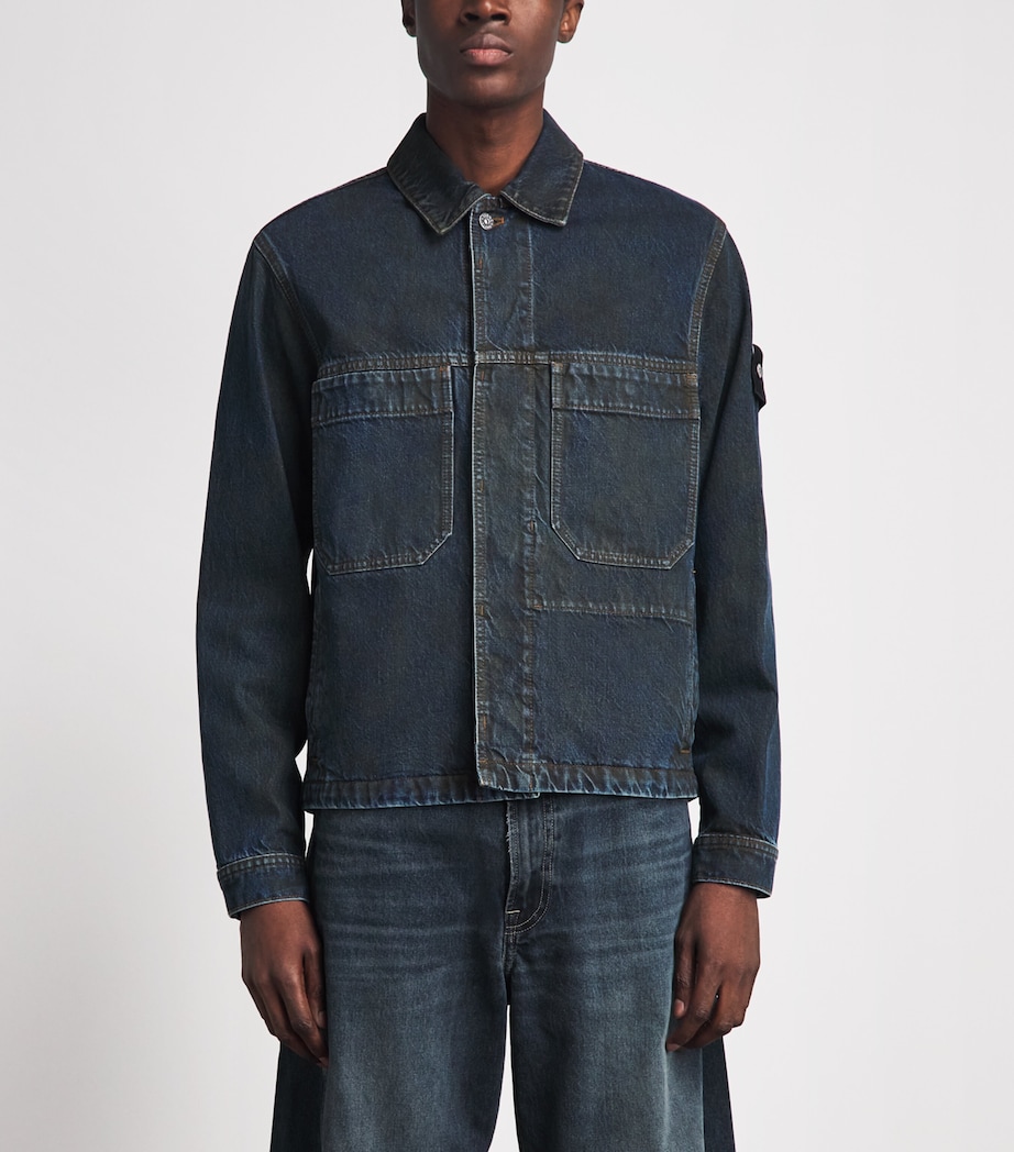 Stone Island Mens Denim Biker Jacket Image 4