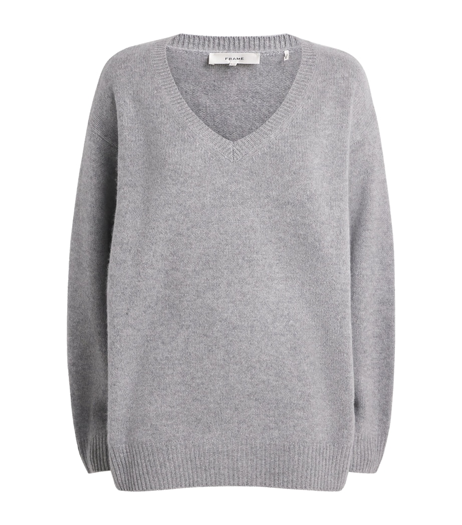 Brushed Cashmere V-Neck Sweater HEATHER GREY Image 1
