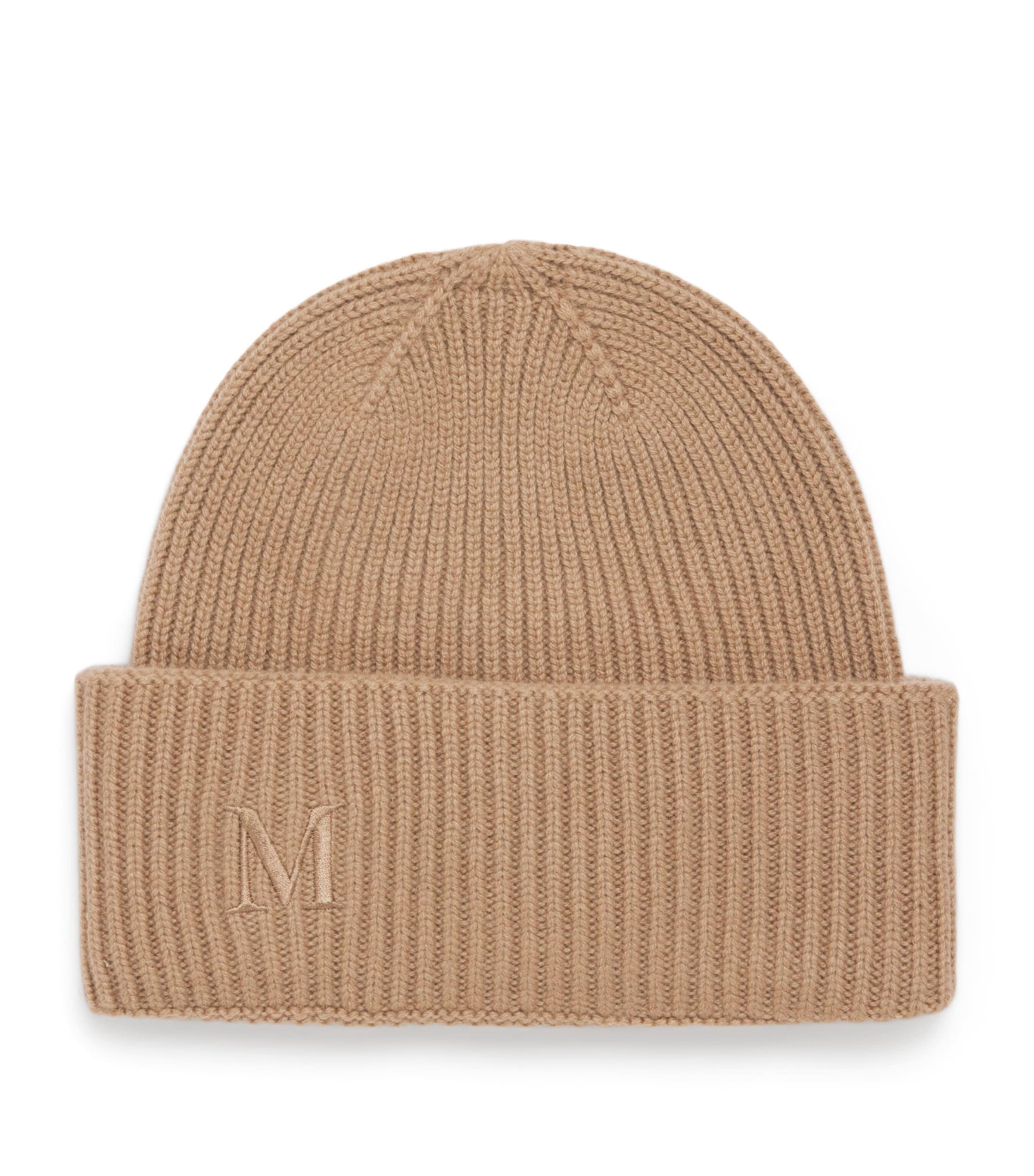 Max Mara Cashmere Embroidered Beanie In Sand