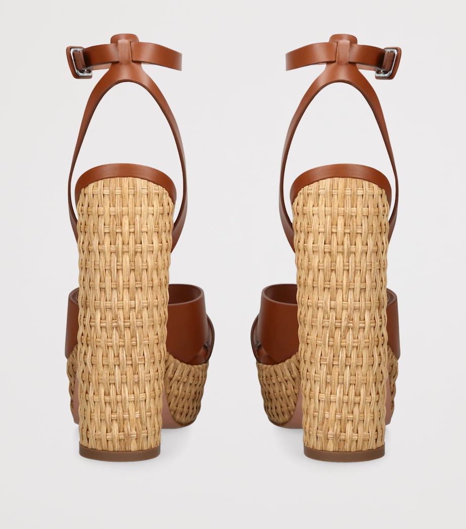 Aquazzura Leather Sunseeker Plateau Sandals 140 Brown Image 2