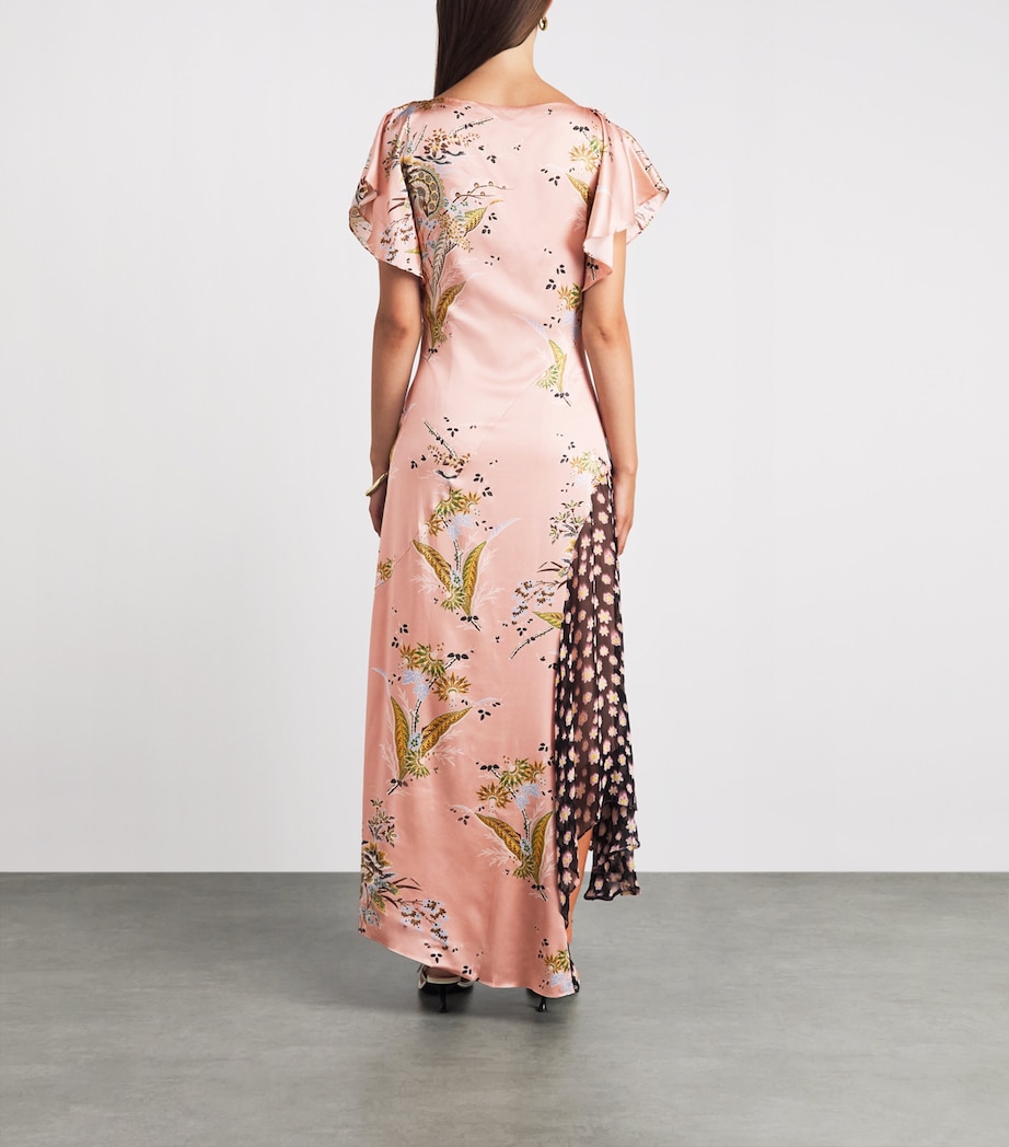 STAUD Womens Silk-Blend Fawn Silk Midi Dress Tprm Tpstry Rse Mlti Image 4