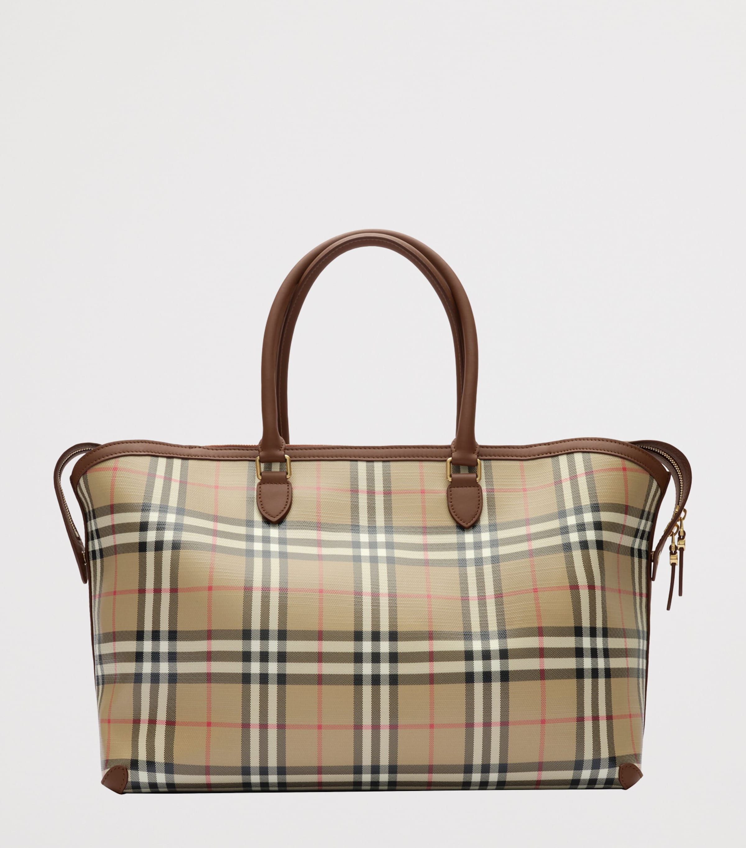 Burberry Womens Medium Check Zipped Tote Bag Archive Beige Image 5