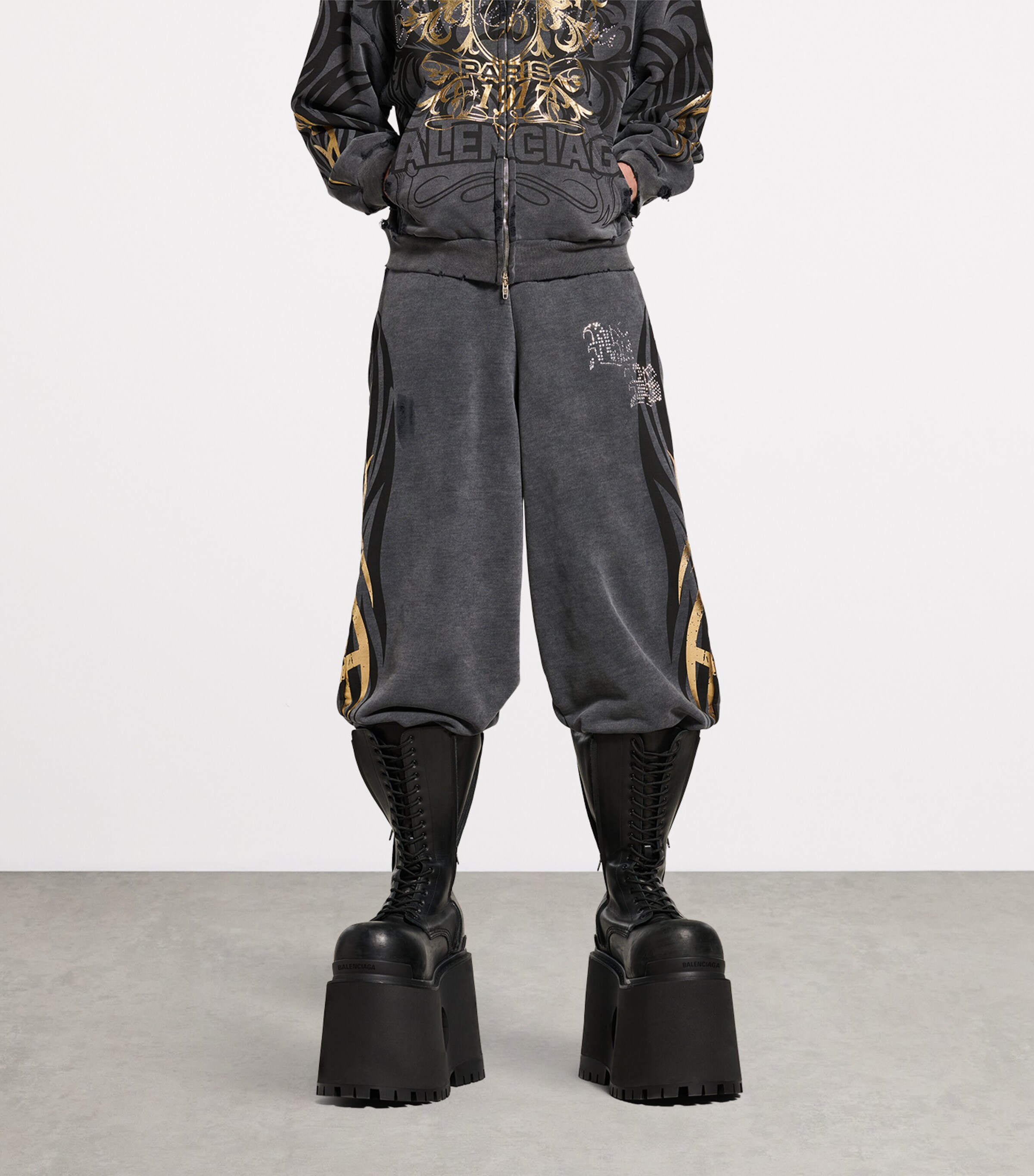 Balenciaga Black Cotton Baggy Sweatpants | Harrods US
