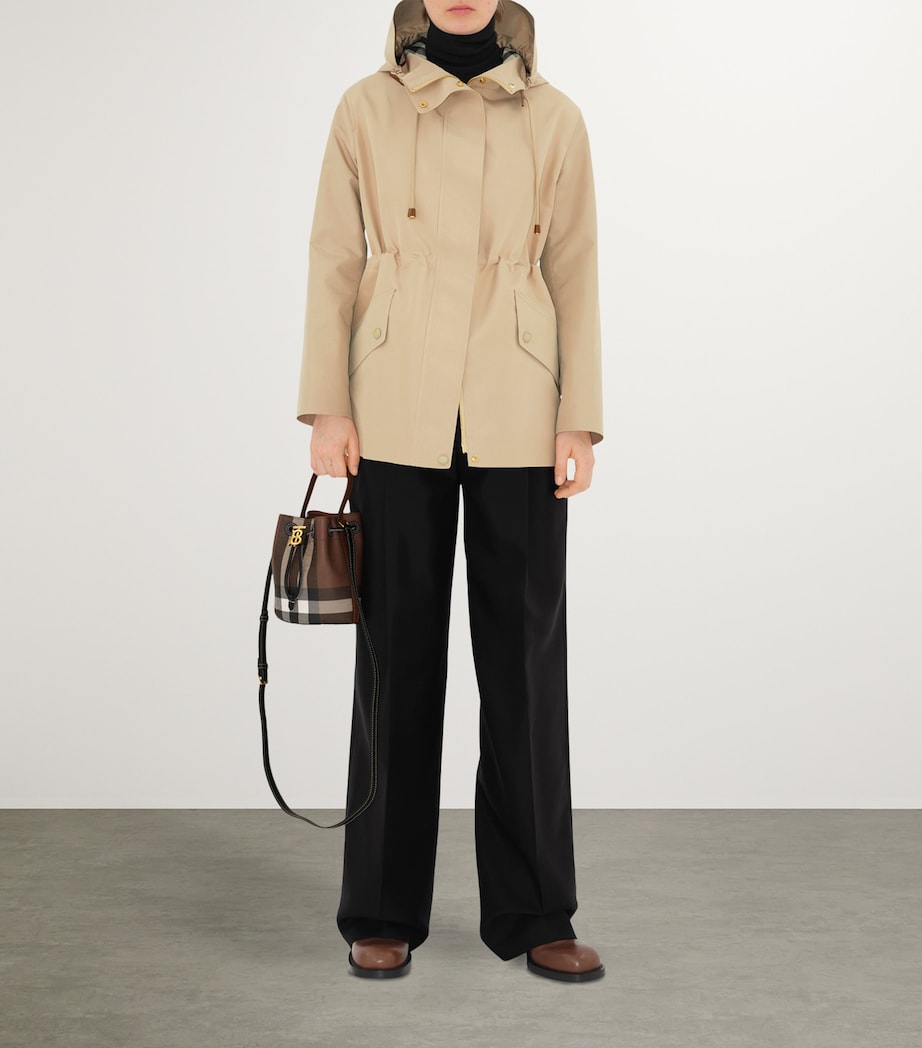 Burberry Mini Check Monogram Bucket Bag Dark Birch Brown Image 8