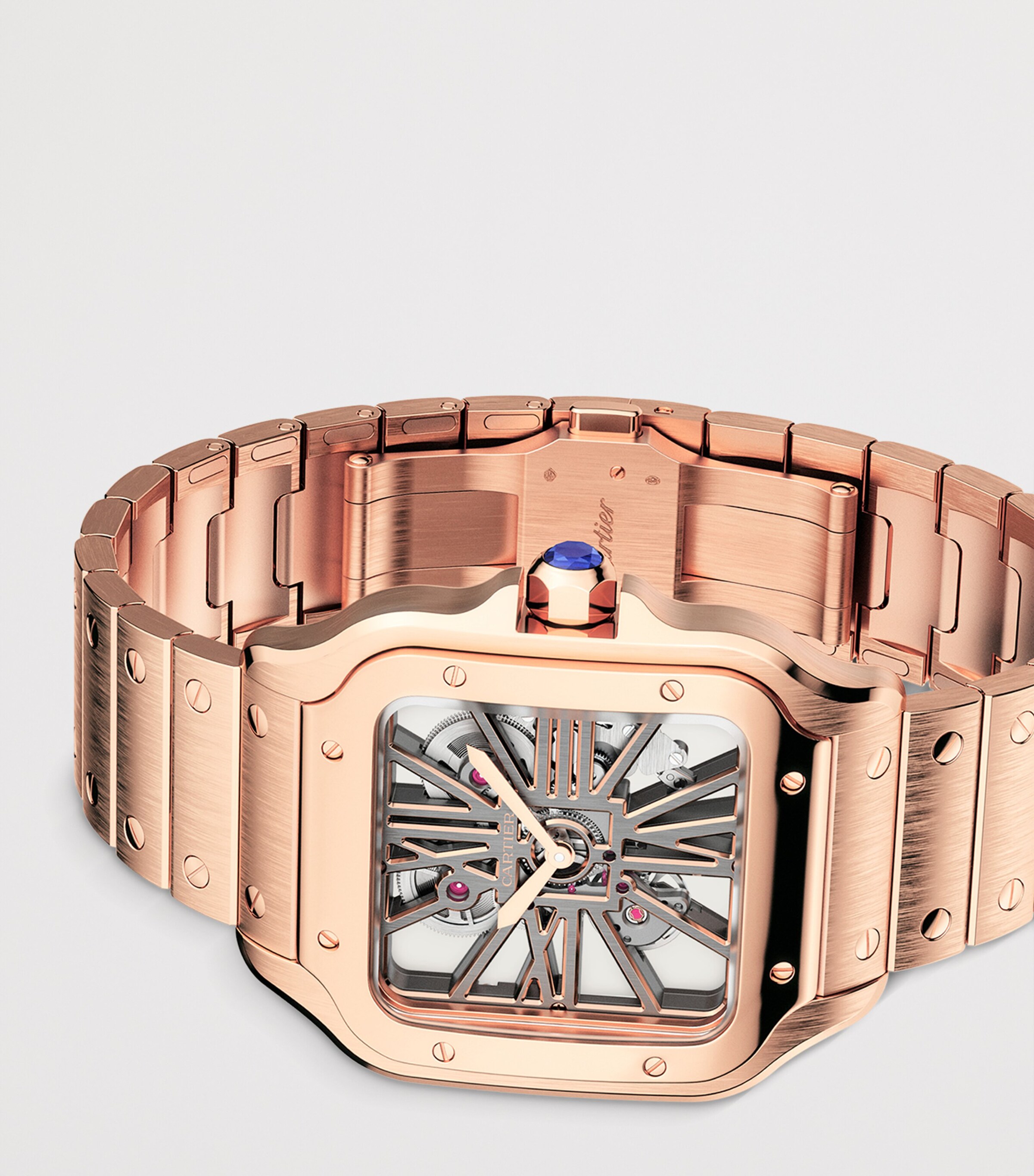 Cartier Large Rose Gold Santos de Skeleton Watch 28mm Rose Gold Image 5