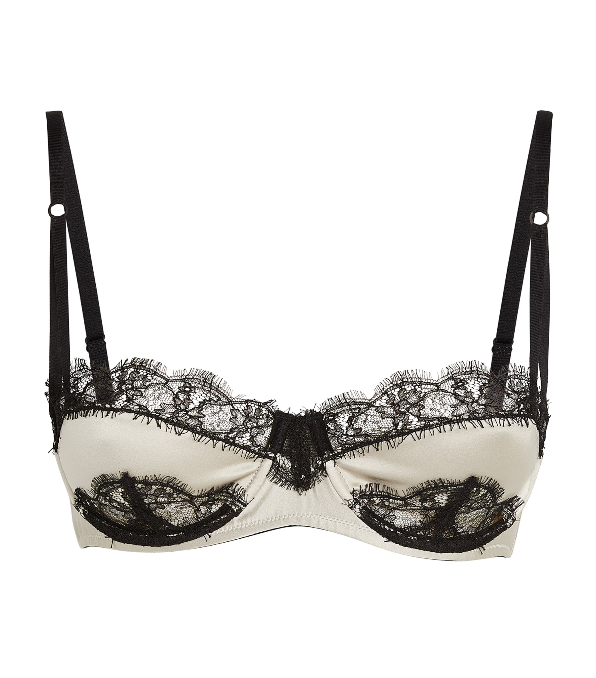 Kiki De Montparnasse Silk-lace Inset Balconette Bra In Gold