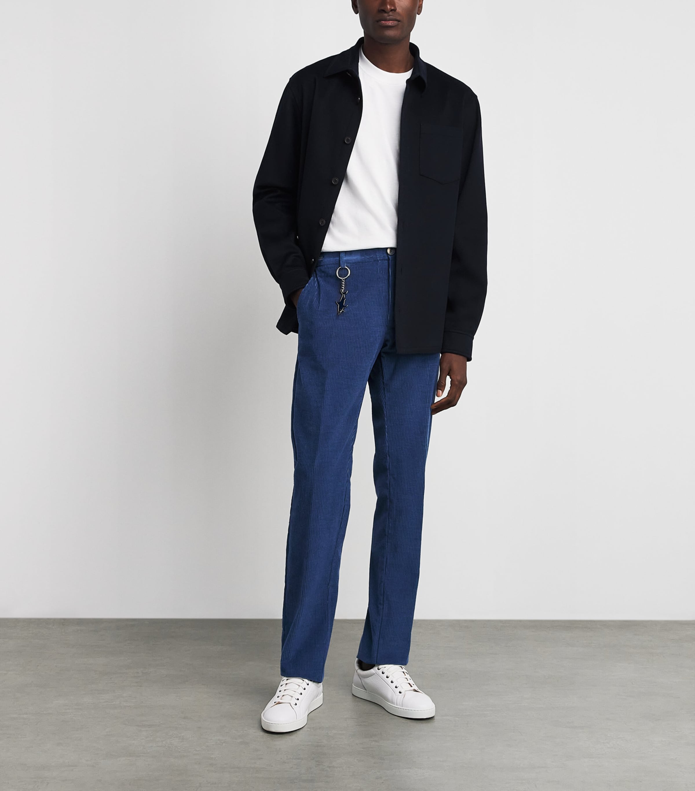 Paul & Shark Mens Cotton-Cashmere Corduroy Trousers Cadet Blu Image 2