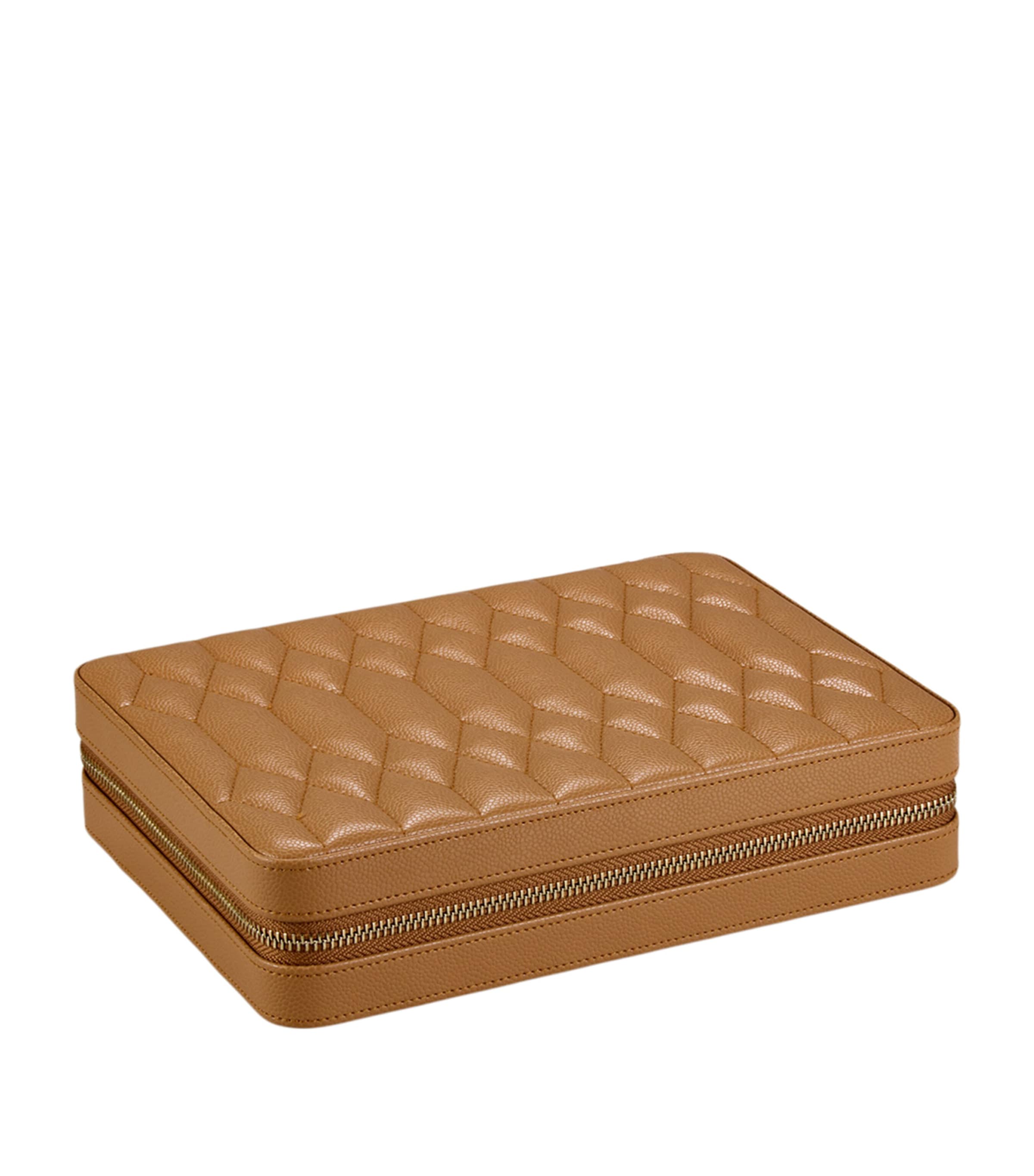 WOLF Large Lauren Travel Jewellery Case Caramel Image 2