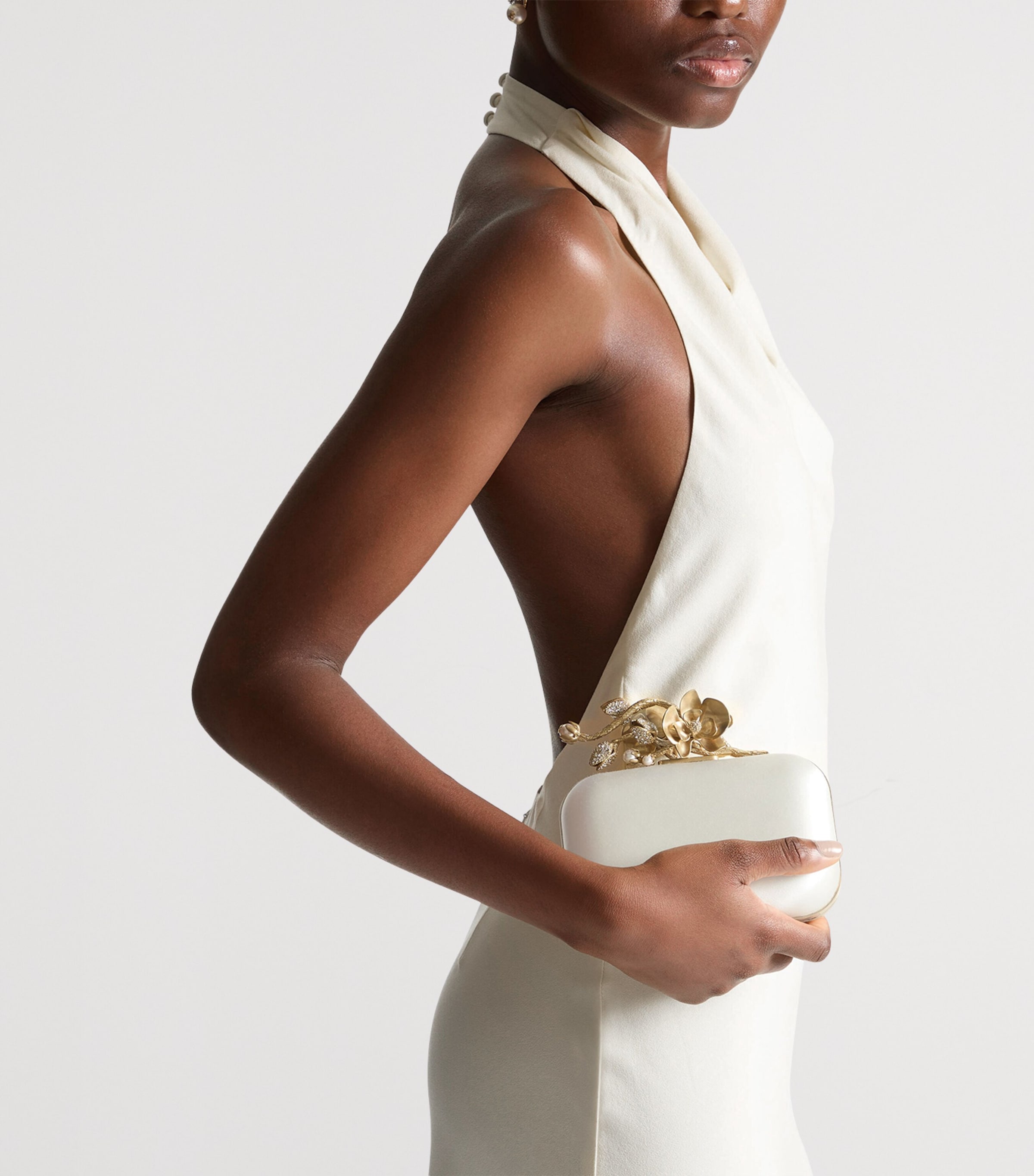 Jimmy Choo Cloud Satin Clutch Bag Ivory Image 2