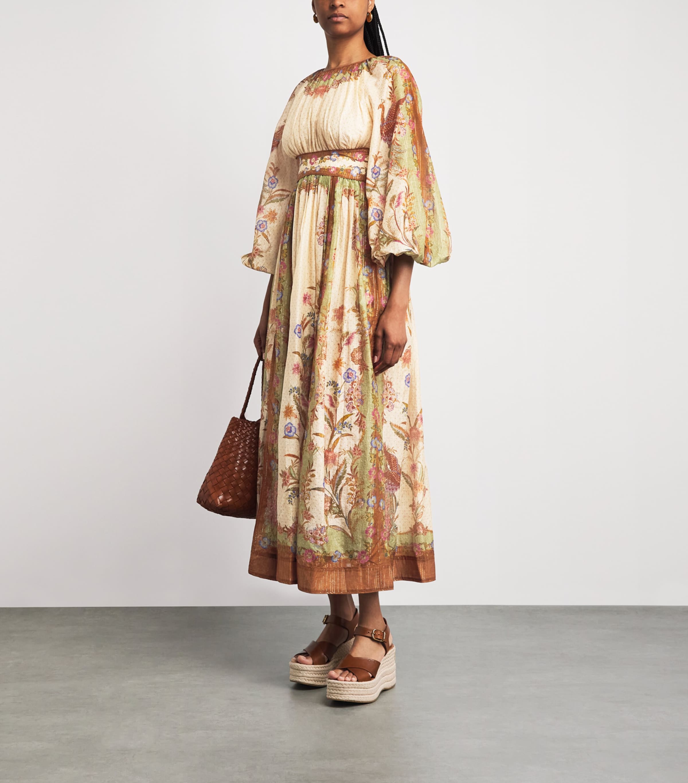 Zimmermann Womens Cotton-Silk Indra Maxi Dress Cksf Crm Khk Sf Flrl Image 2