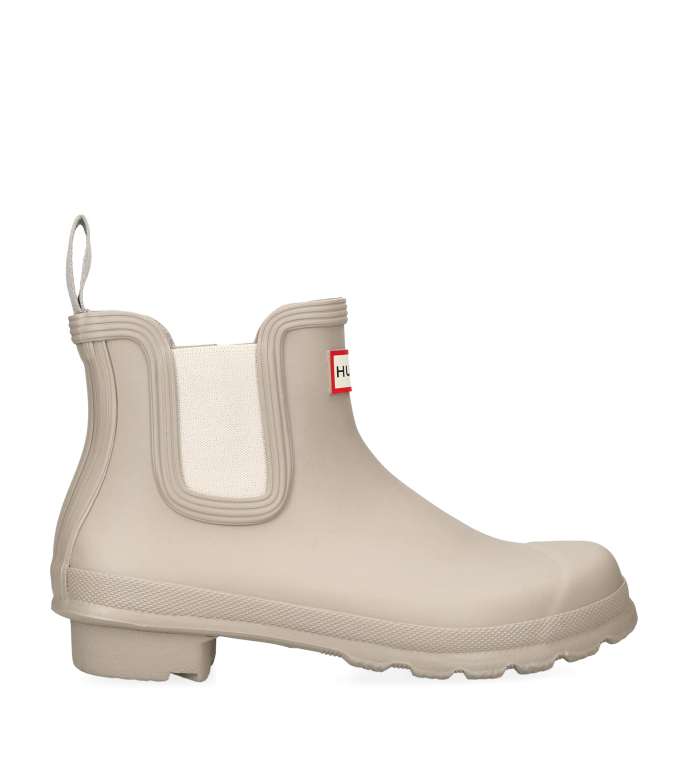 Hunter Womens Bone Original Logo-print Rubber Chelsea Ankle Boots In Beige