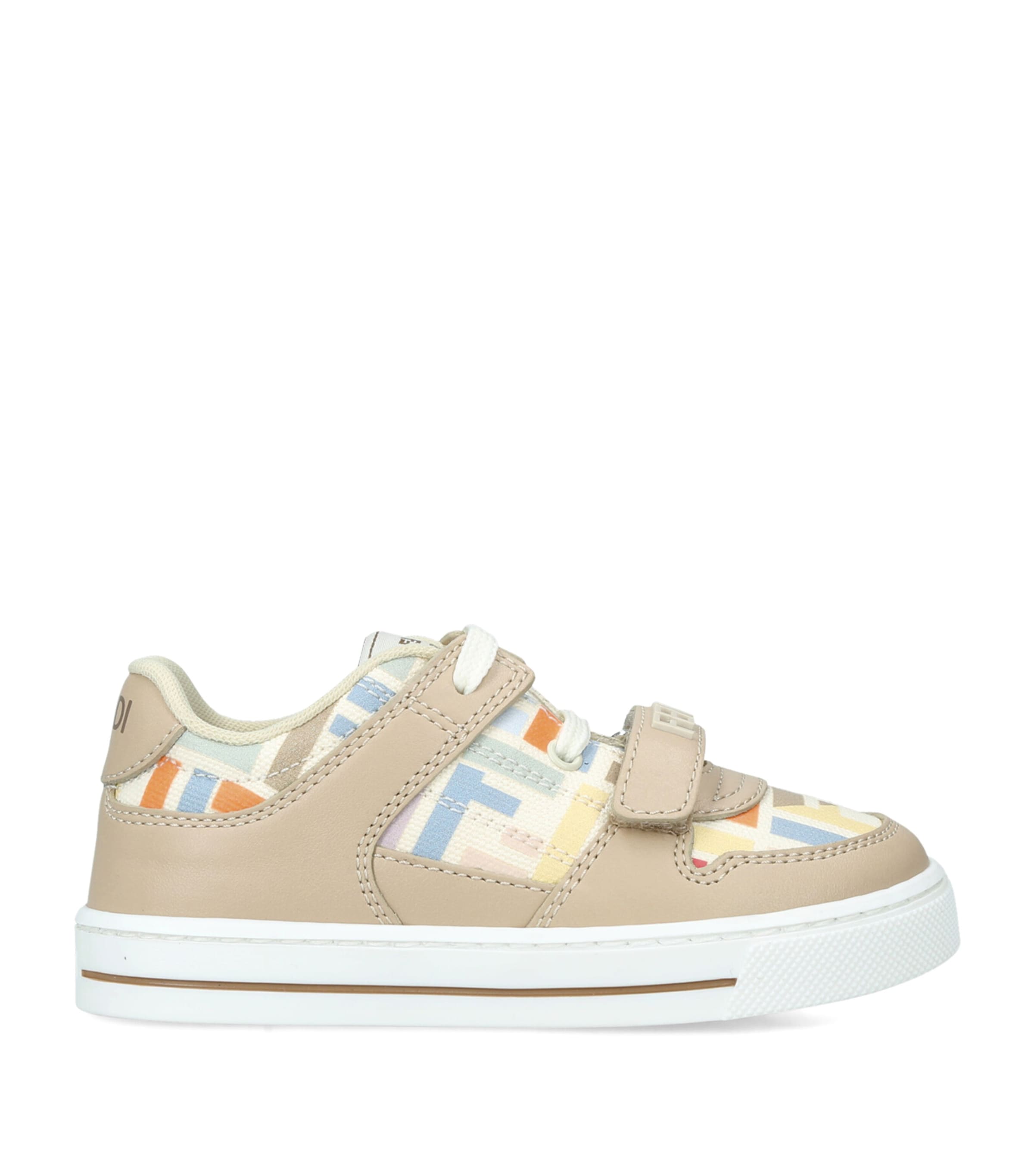 Fendi Kids Leather Logo Sneakers Beige Comb Image 1