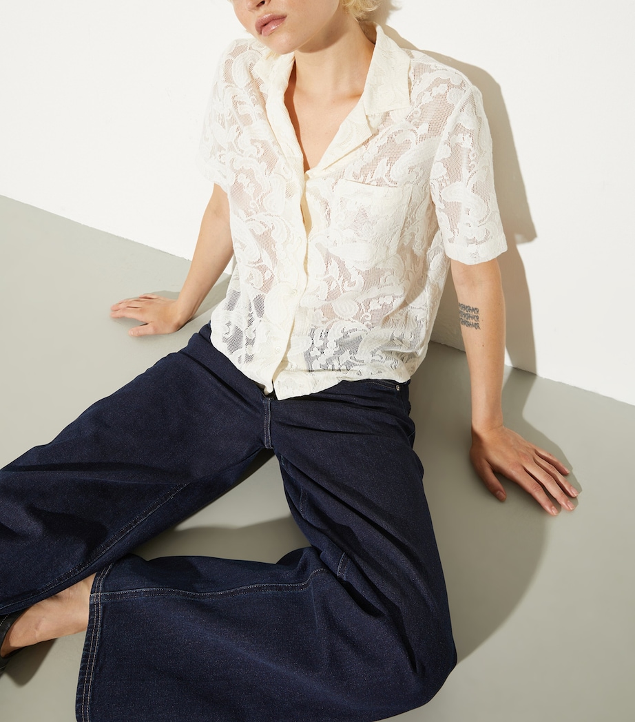 MAX&Co. Womens Paisley Knit Shirt Milk Image 2