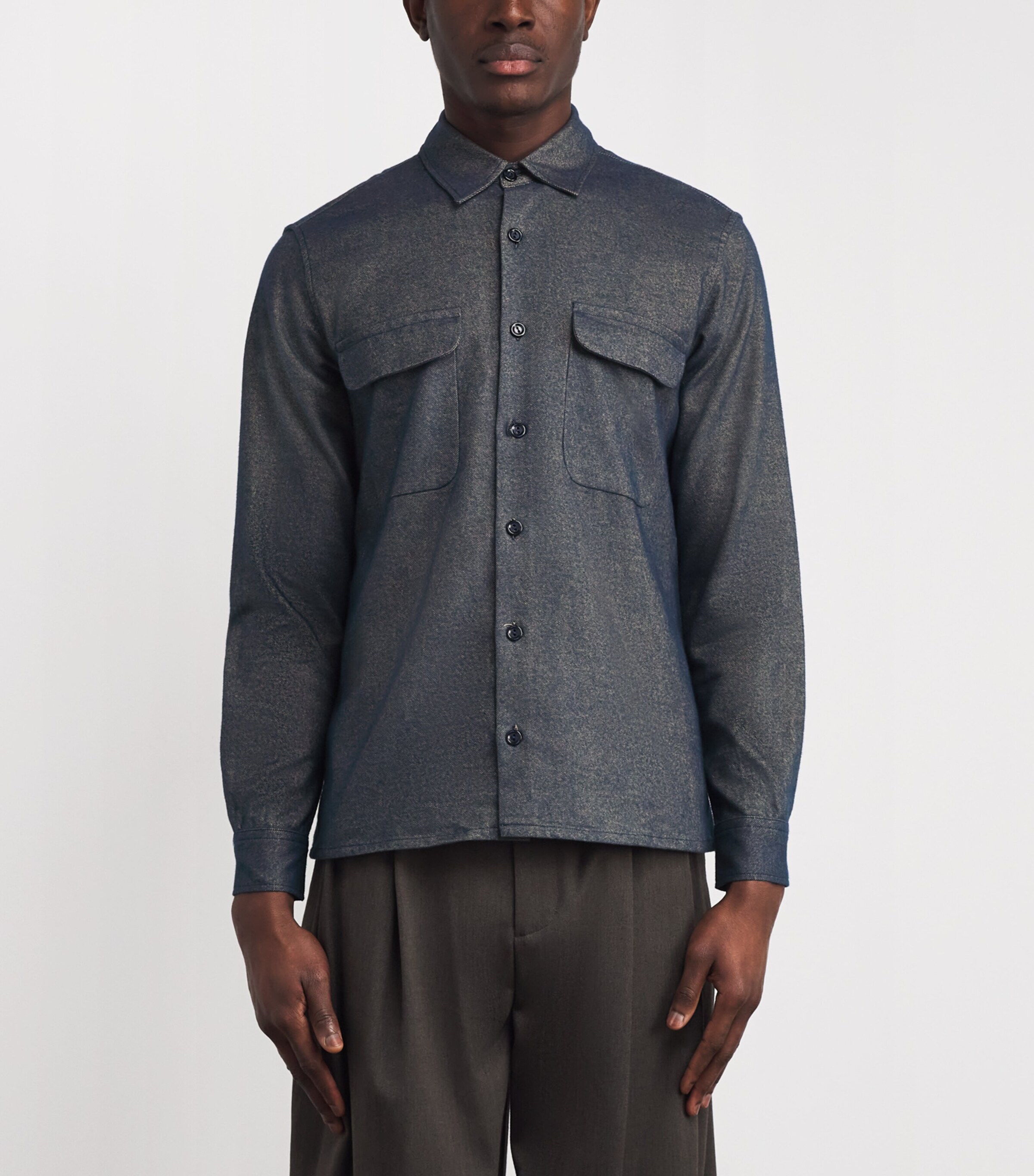 Flannel Twin-Pocket Shirt CHAMBRAY. Image 3