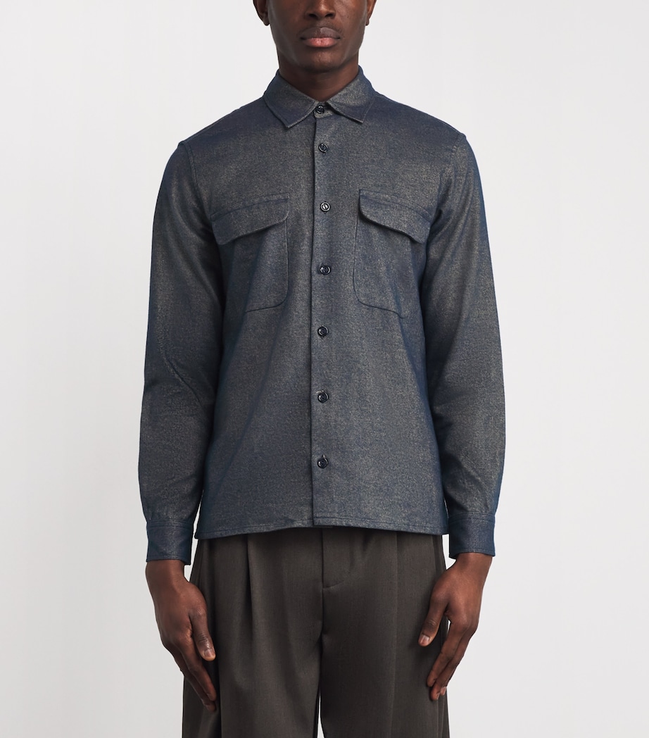 Flannel Twin-Pocket Shirt CHAMBRAY. Image 3
