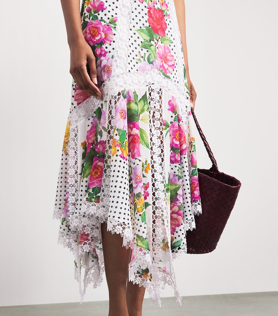 Charo Ruiz Ibiza Womens Floral Velina Midi Skirt White Dots Image 3