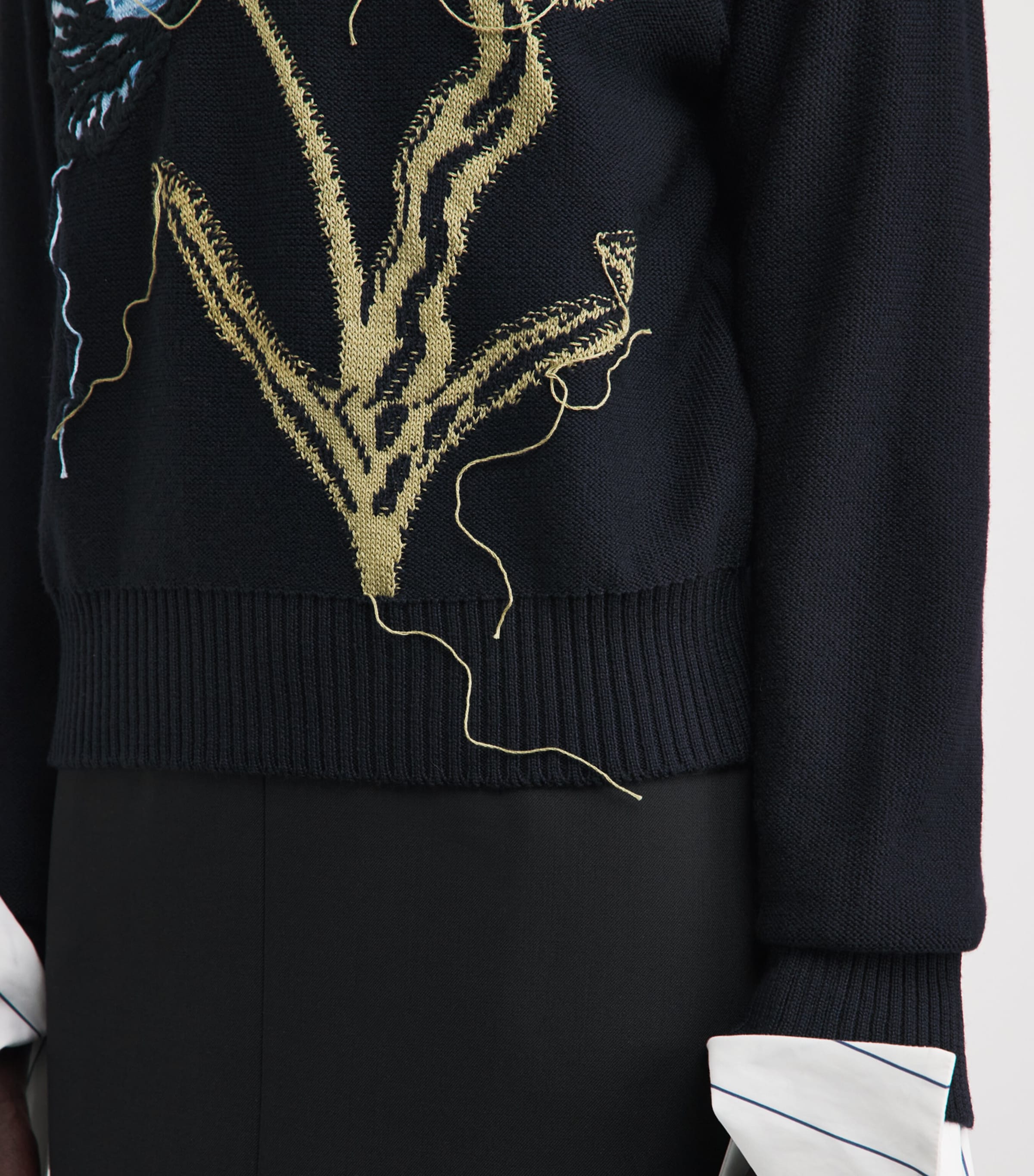 Erdem Womens Merino Wool Floral Sweater Navy Image 3