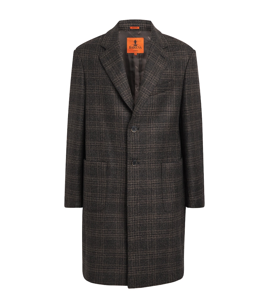 Barena Mens Wool Check Baron Overcoat Uni Unico Image 1