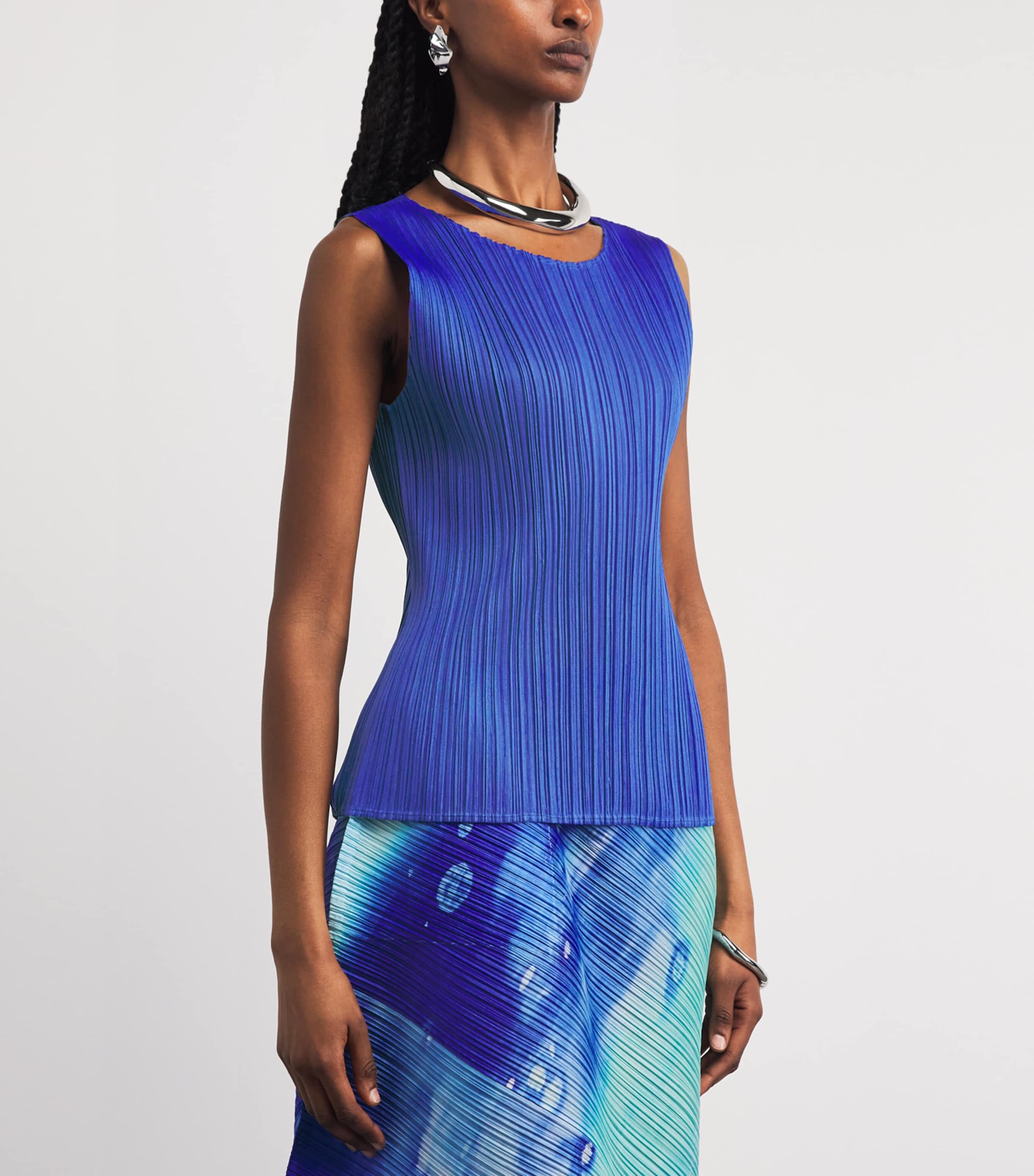 Pleats Please Issey Miyake Womens Monthly Colors May Tank Top Blue Image 4