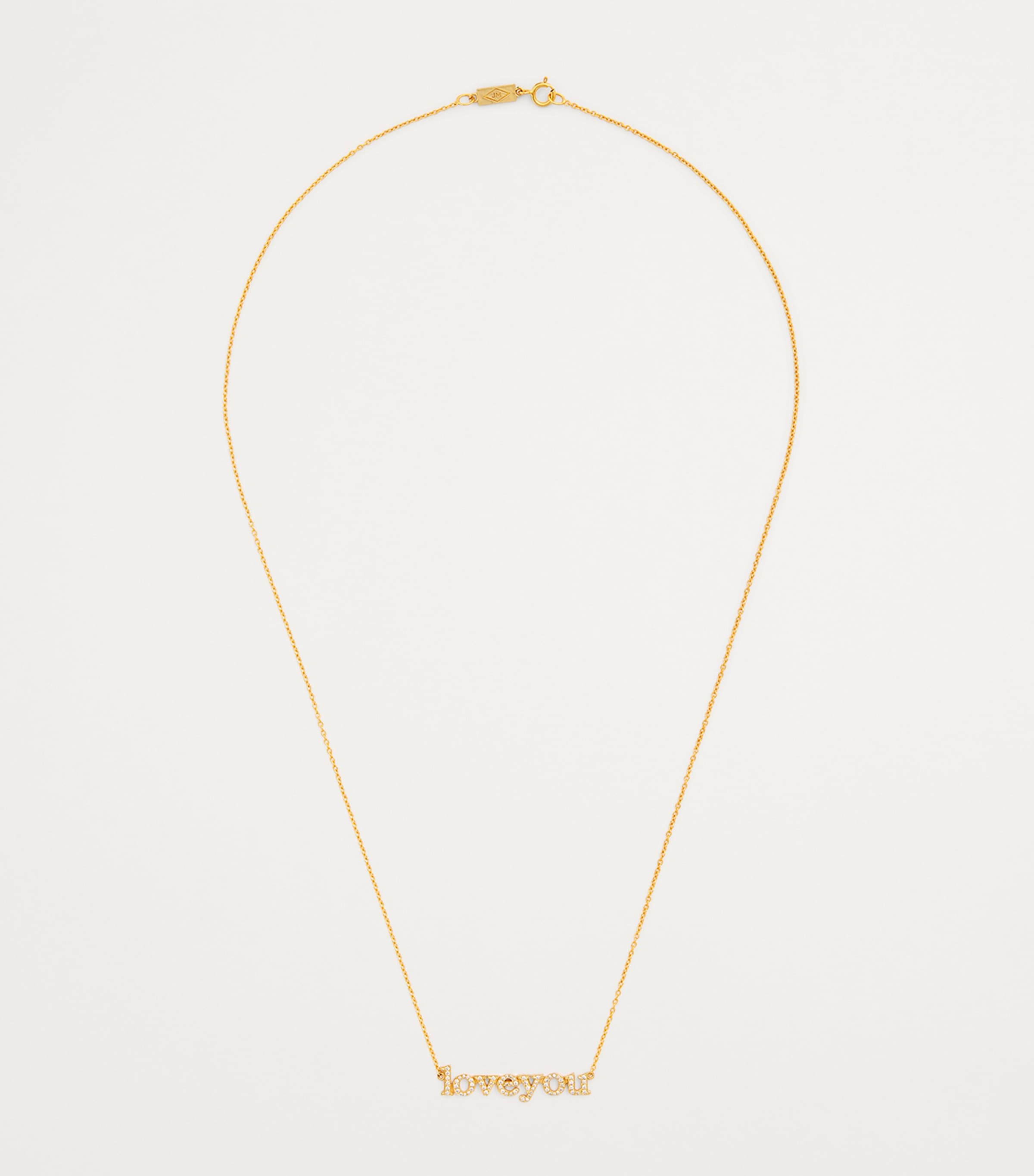 Yellow Gold and Diamond Love You Necklace YELLOW GOLD Image 3