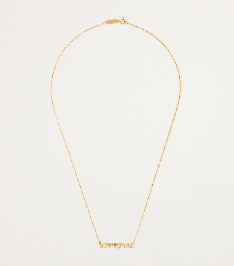 Yellow Gold and Diamond Love You Necklace YELLOW GOLD Image 3