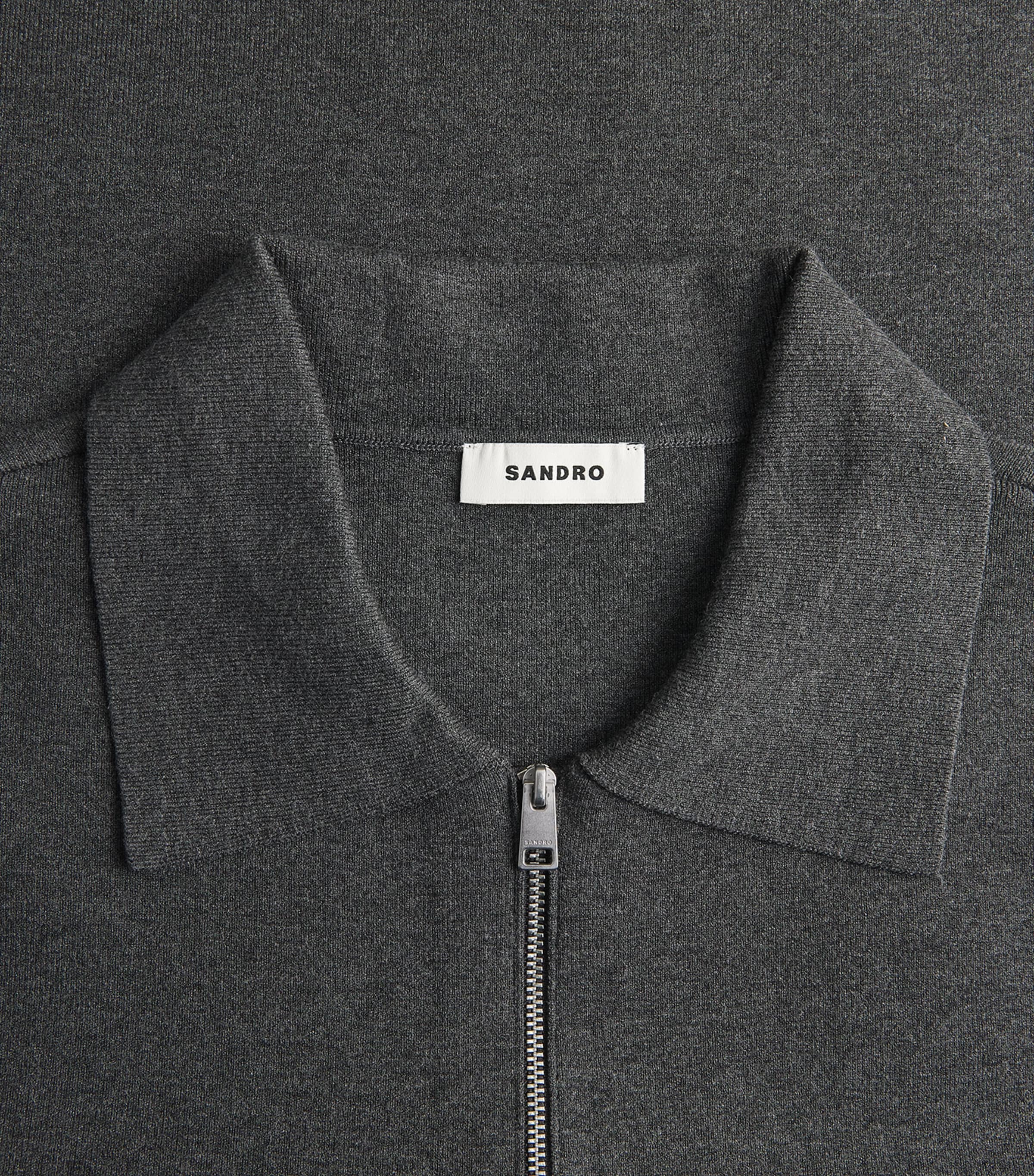 Sandro Paris Mens Zip-Up Cardigan Grey Image 6