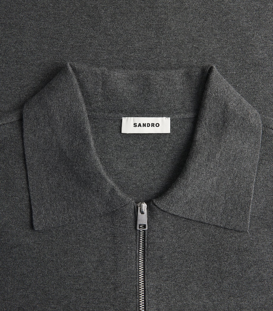 Sandro Paris Mens Zip-Up Cardigan Grey Image 6