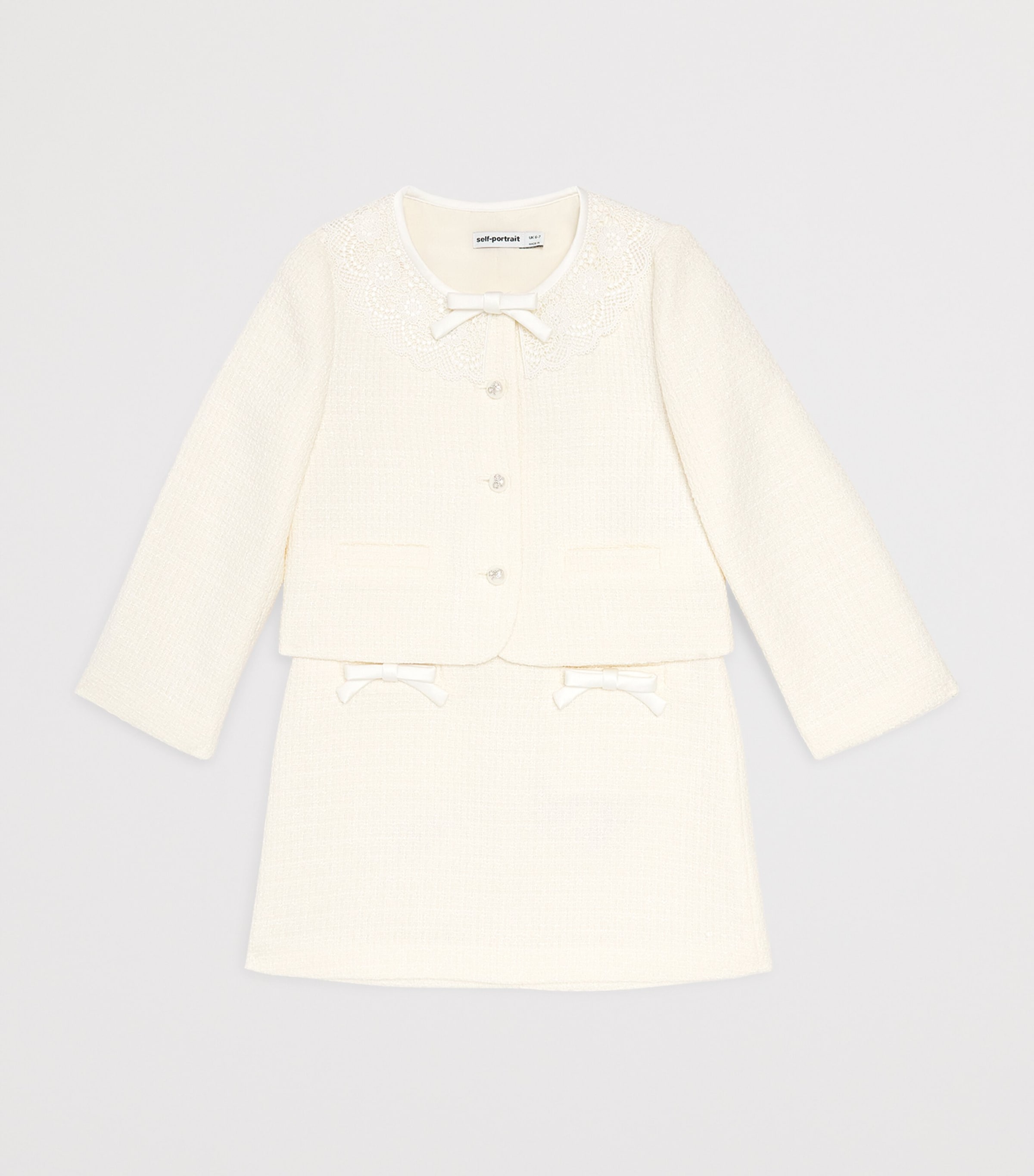 Self-Portrait Kids Bouclé Skirt (3-14 Years) Cream Image 3