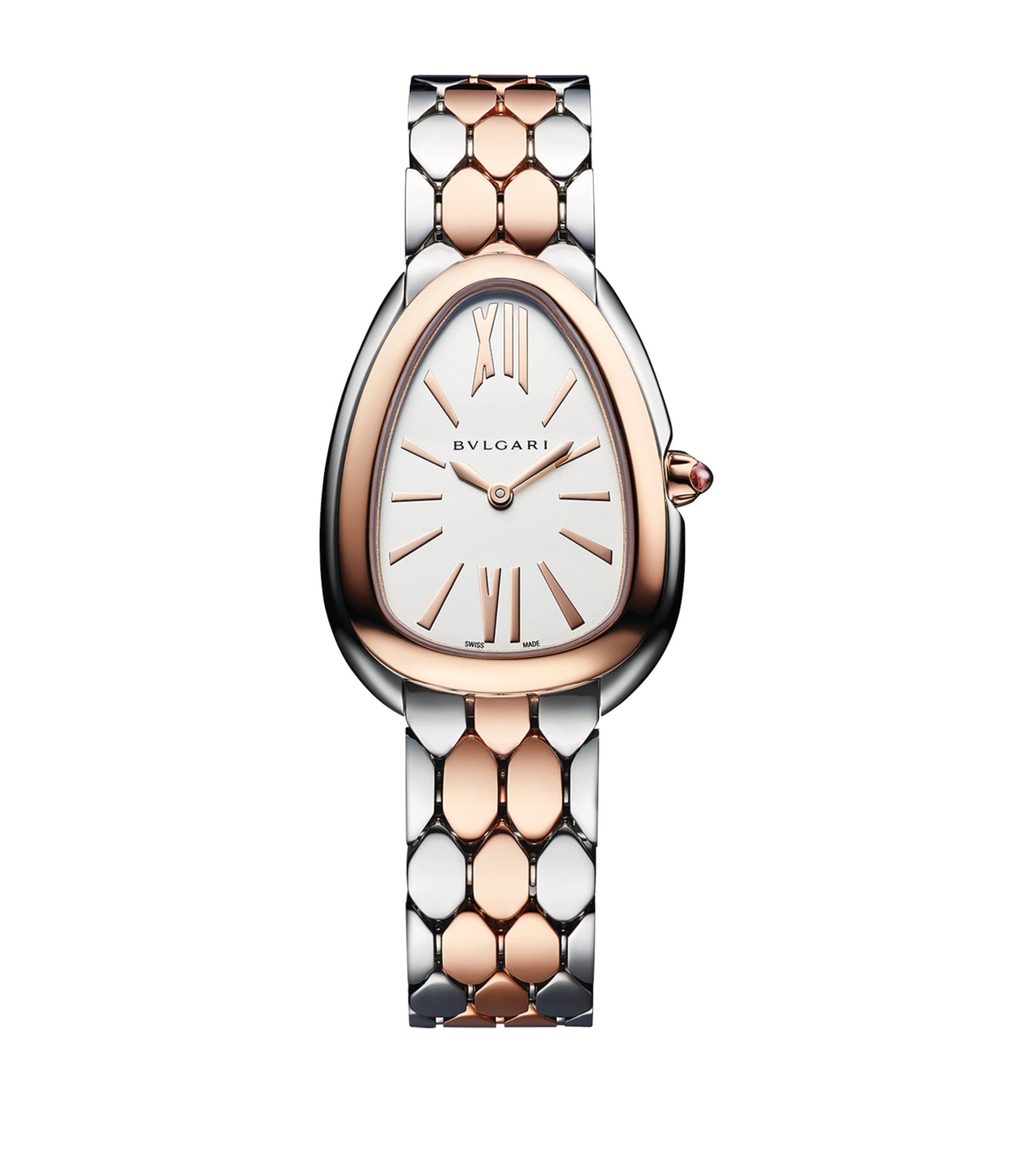 Bvlgari Stainless Steel and Rose Gold Serpenti Seduttori Watch 33mm White Image 1