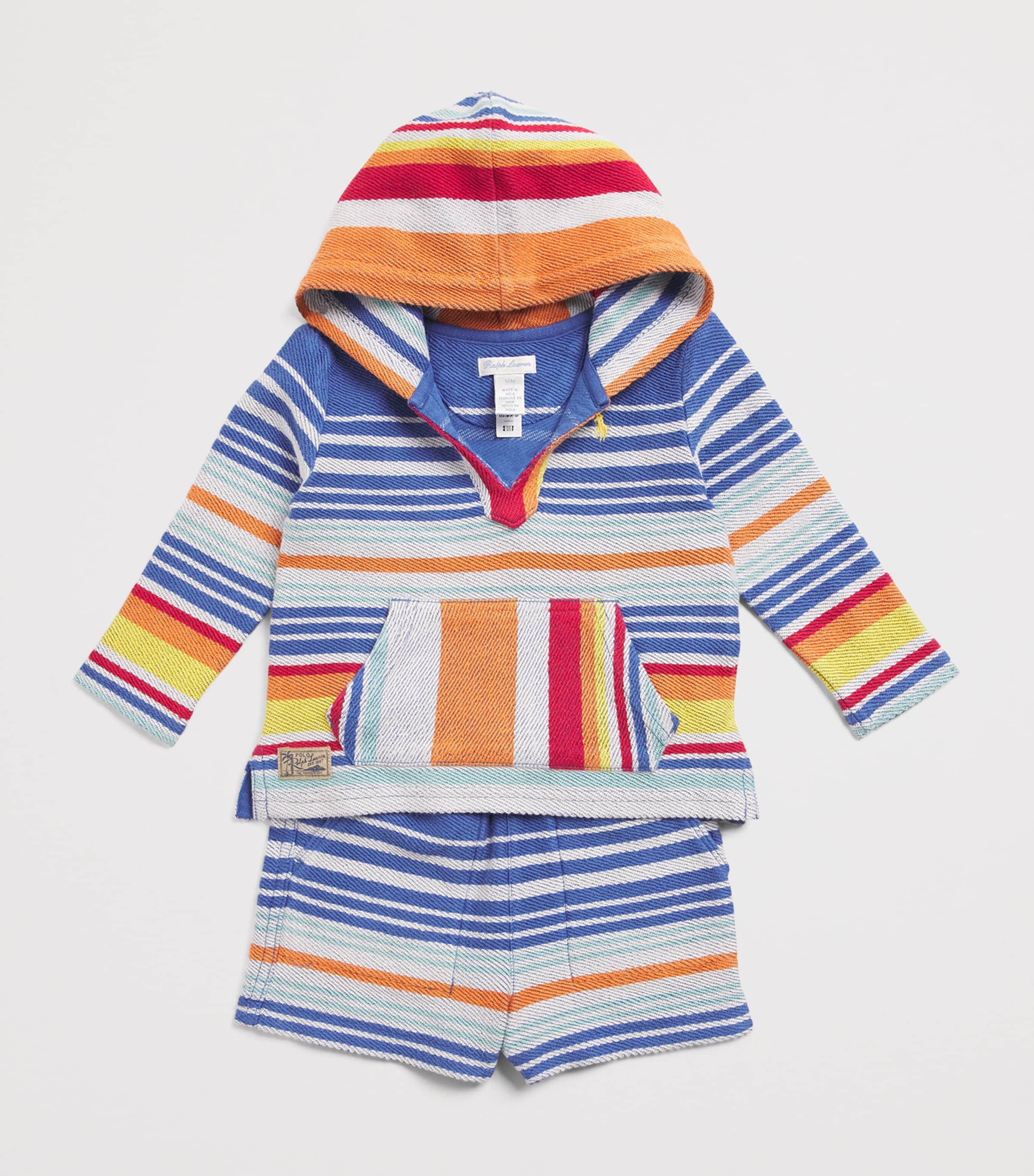 Ralph Lauren Kids Cotton Stripe Hoodie and Shorts Set (3-24 Months) Image 3