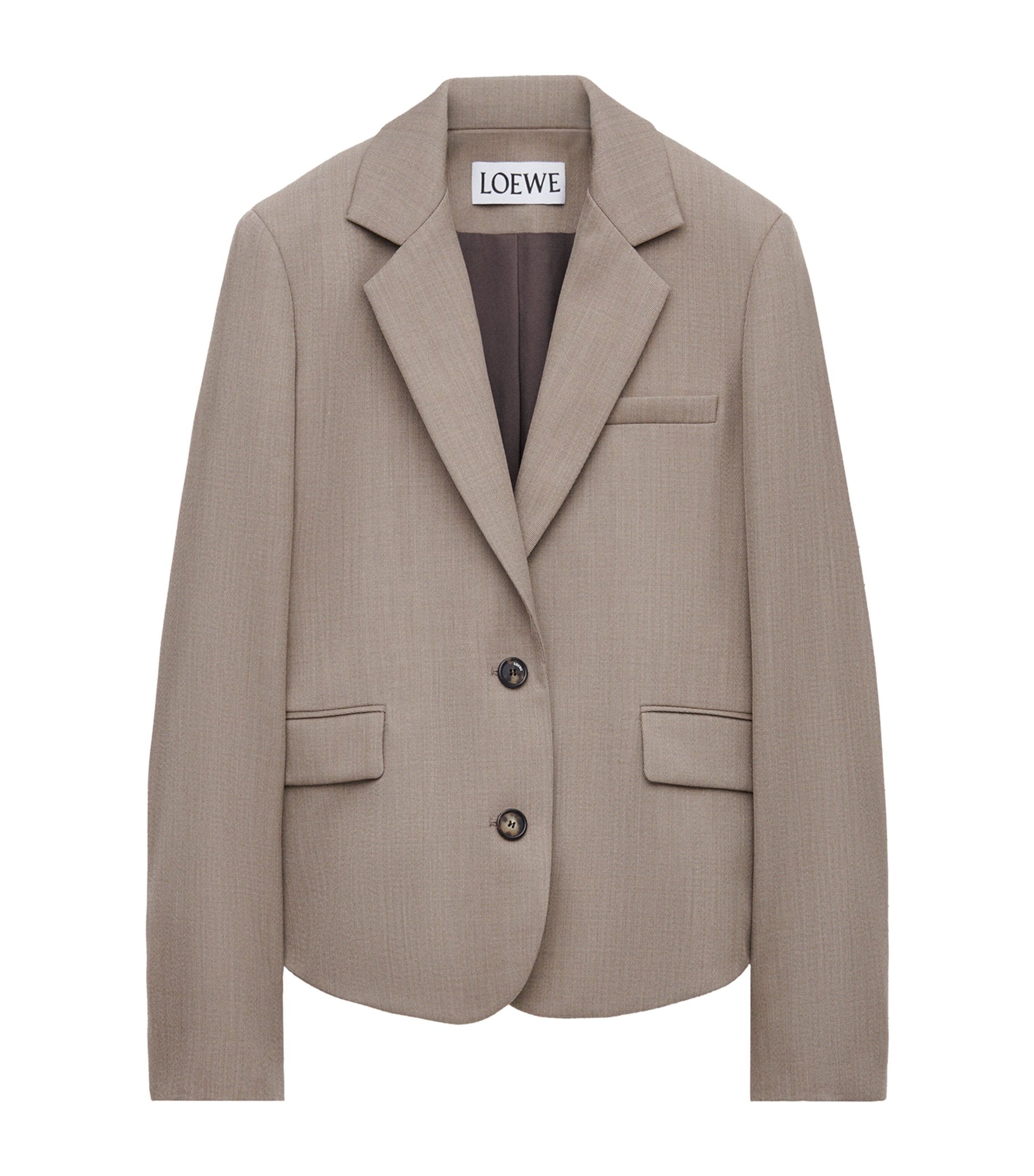 Loewe Womens Beige Melange Tailored Ruched-back Wool-blend Jacket In Animal Print