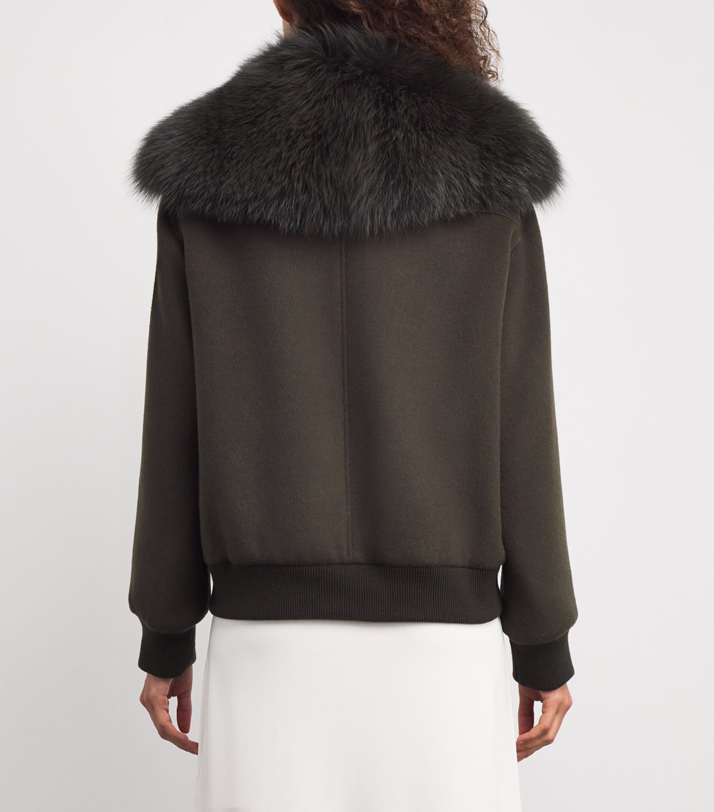Wool-Cashmere Fur-Trim Jacket A2108 Image 4