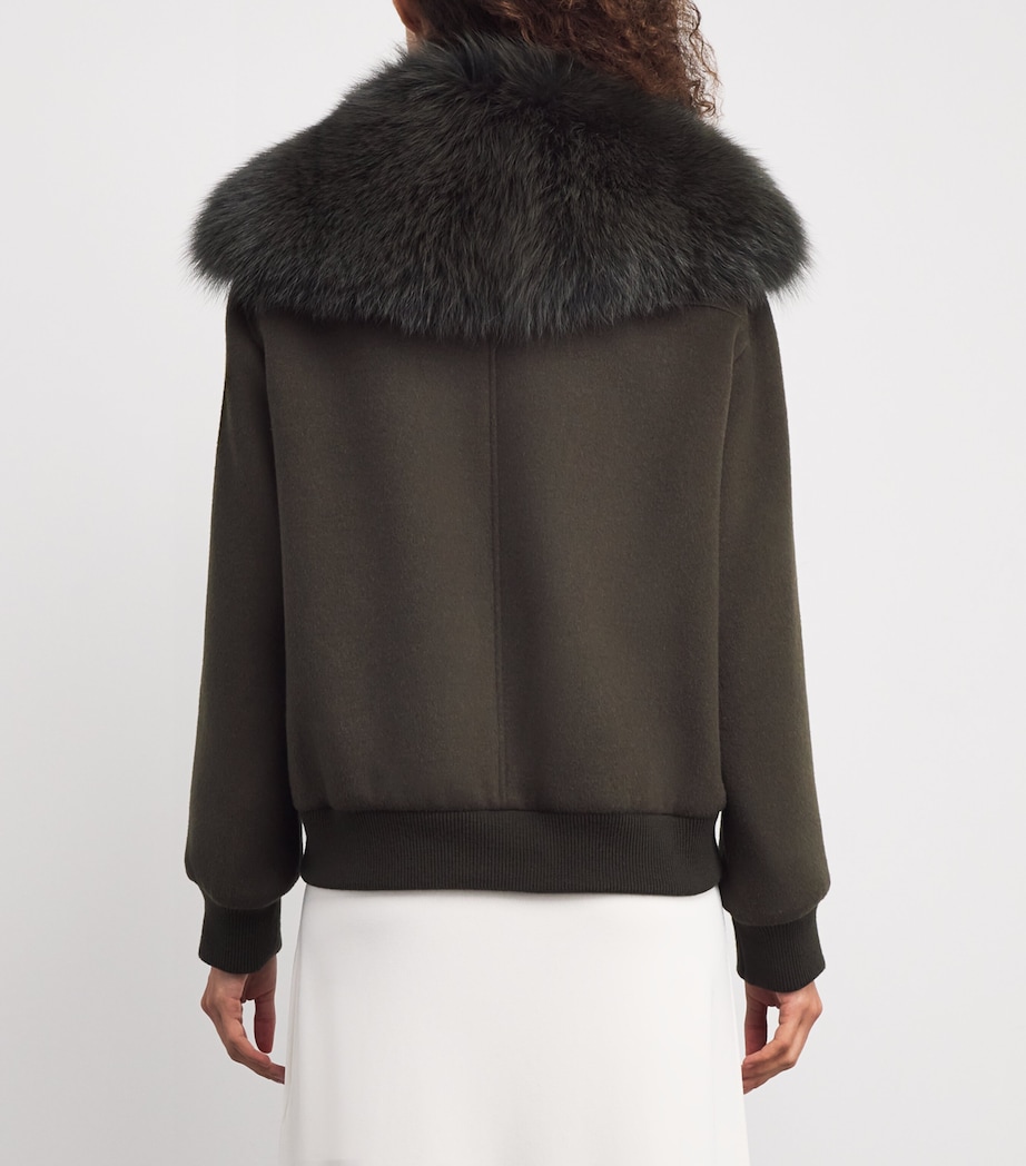 Wool-Cashmere Fur-Trim Jacket A2108 Image 4