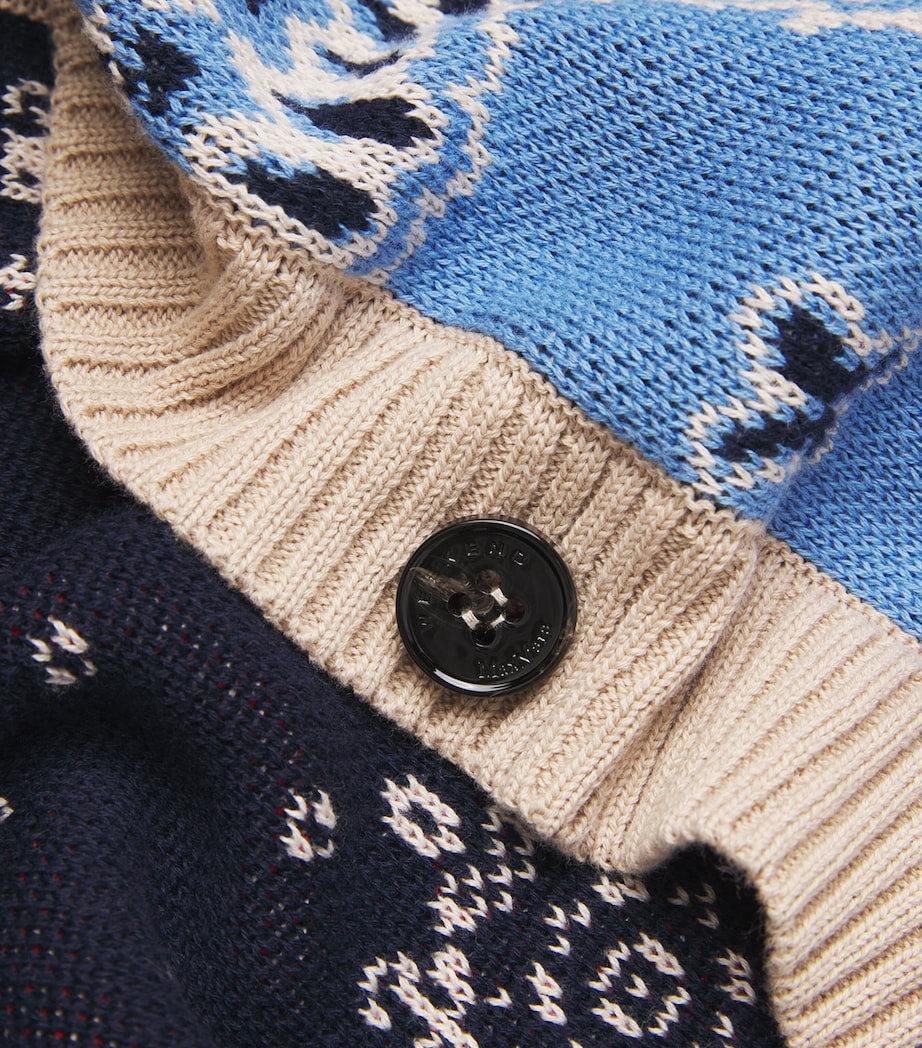 Cotton Oversized Jacquard Cardigan NAVY Image 5