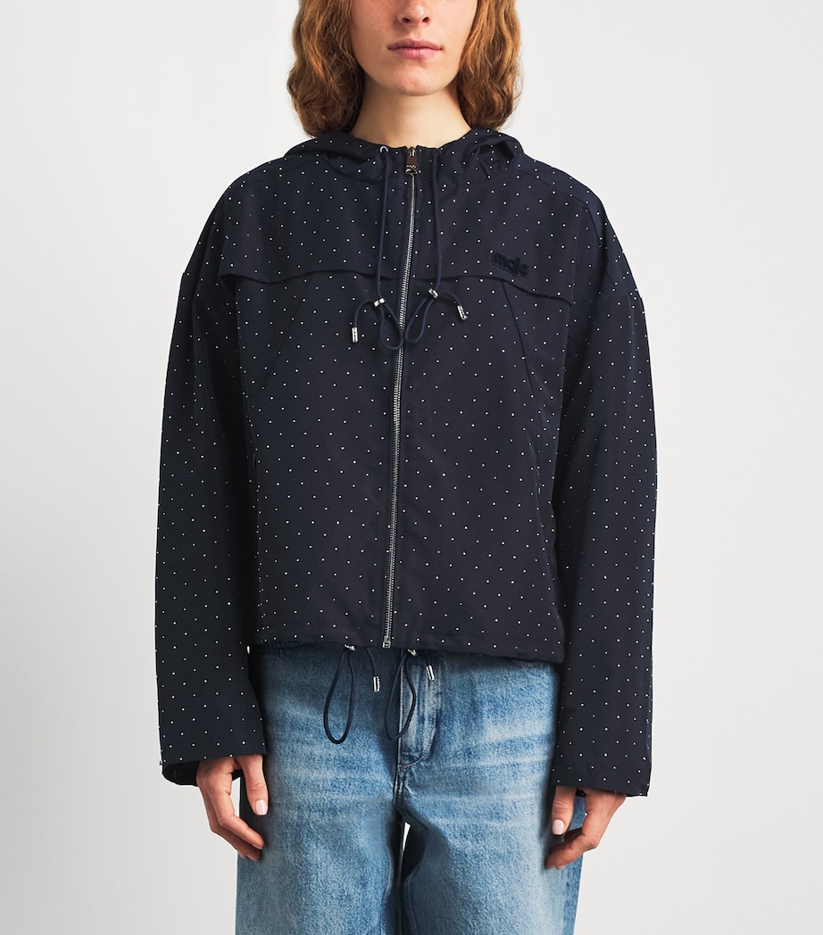 Maje Womens Rhinestone-Embellished Jacket Navy Image 4