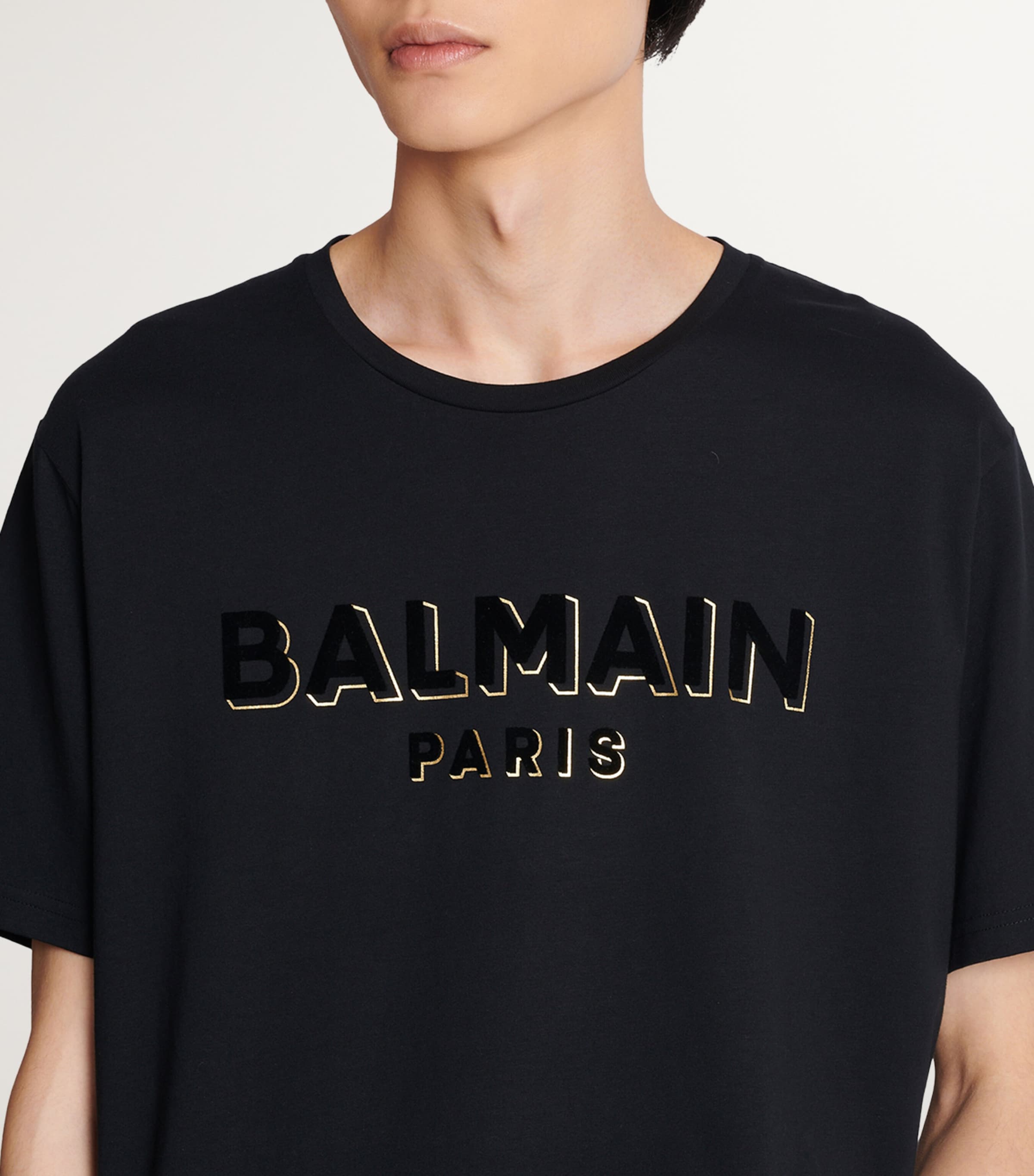 Balmain Mens Flocked Logo T-Shirt Or Image 7