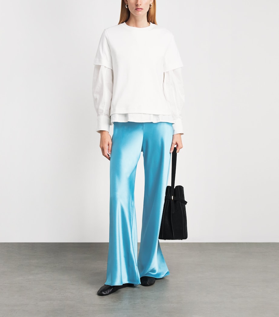 LESET Womens Satin Barb Wide-Leg Trousers Skye Image 2