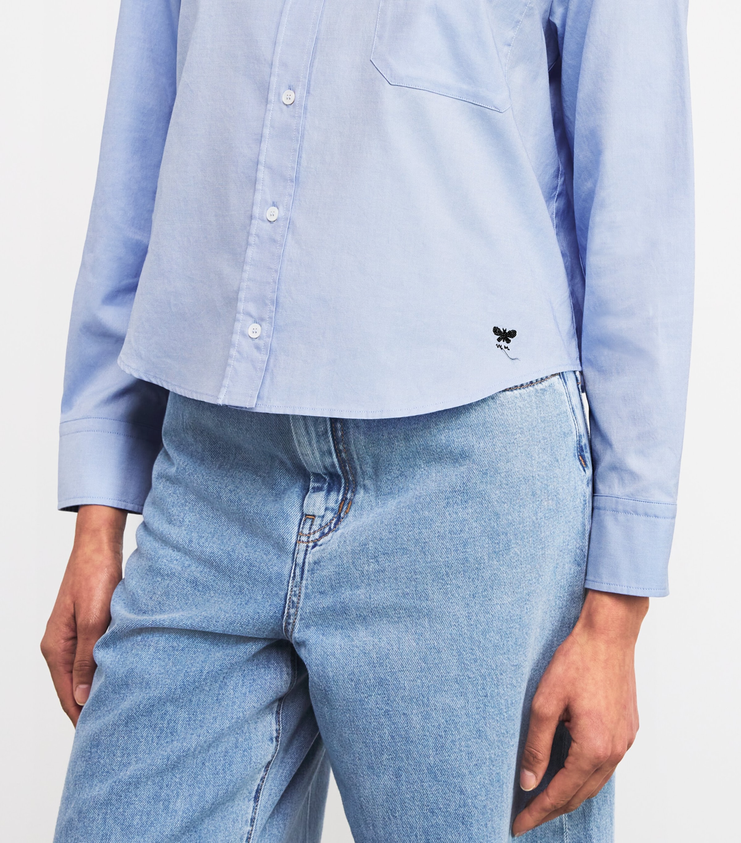 Cotton Long-Sleeve Shirt LIGHT BLUE Image 6