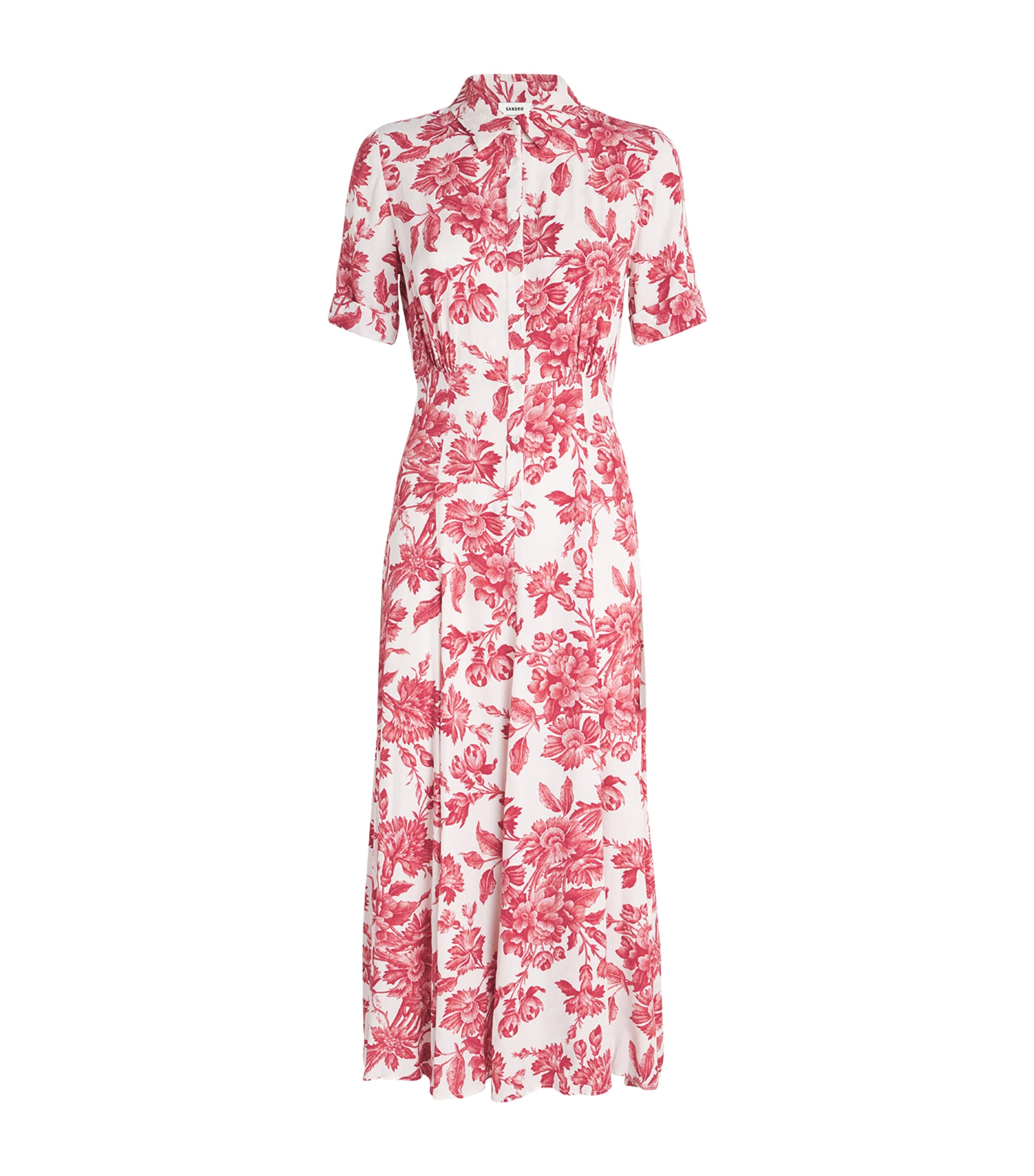 Sandro Floral Patterned Maxi Dress In Red