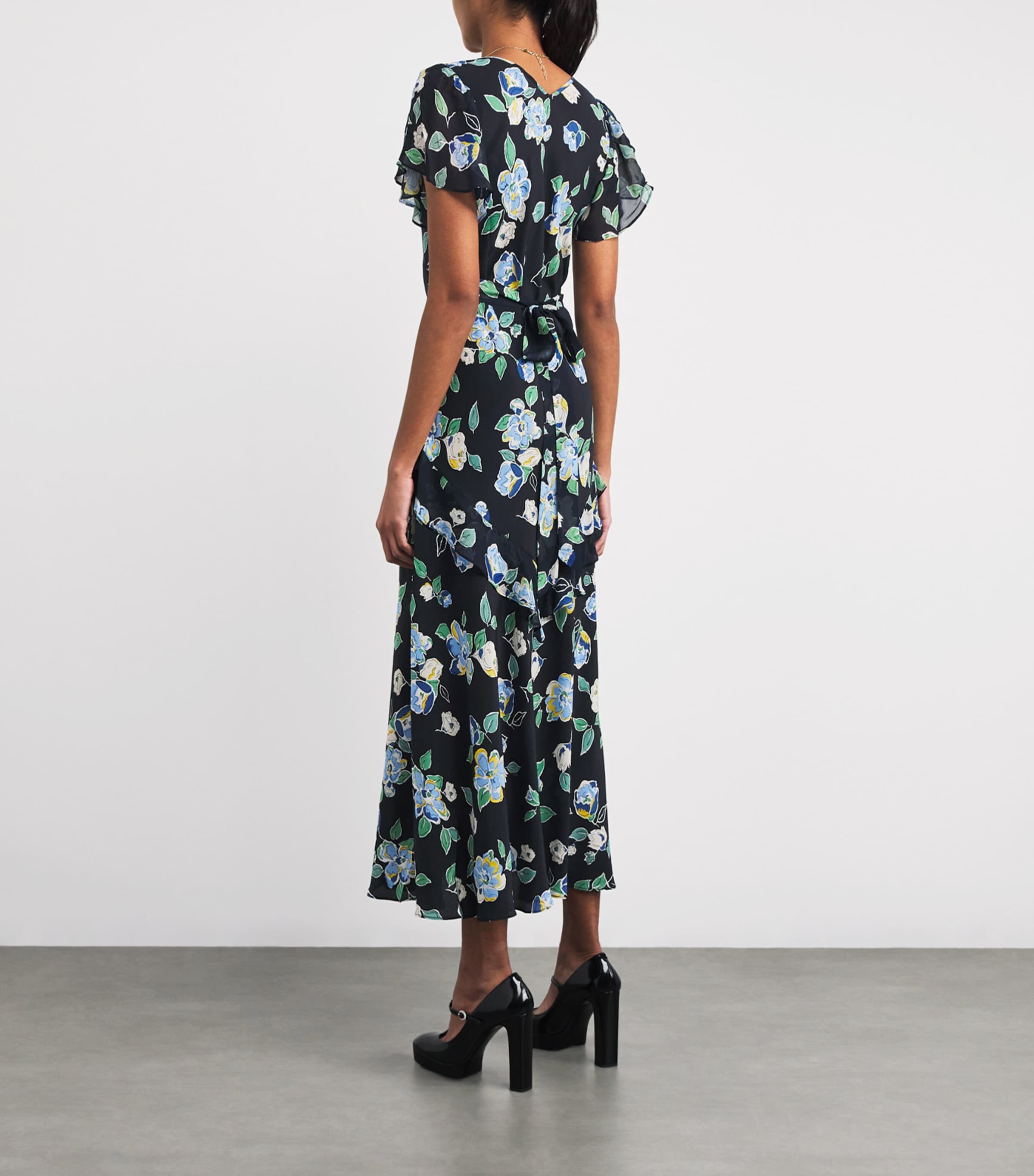 Silk Evie  Midi Dress KIMMIE FLORAL NAVY Image 3