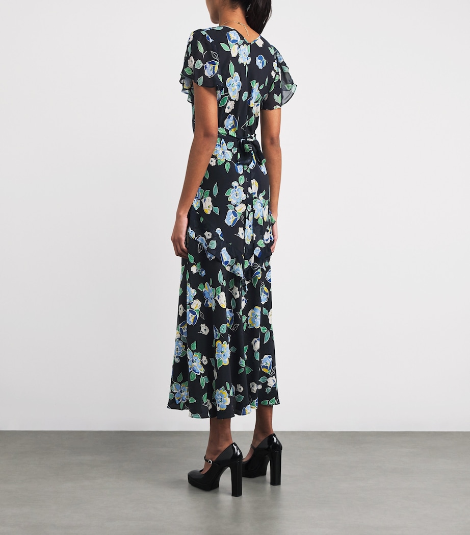 Silk Evie Midi Dress KIMMIE FLORAL NAVY Image 3