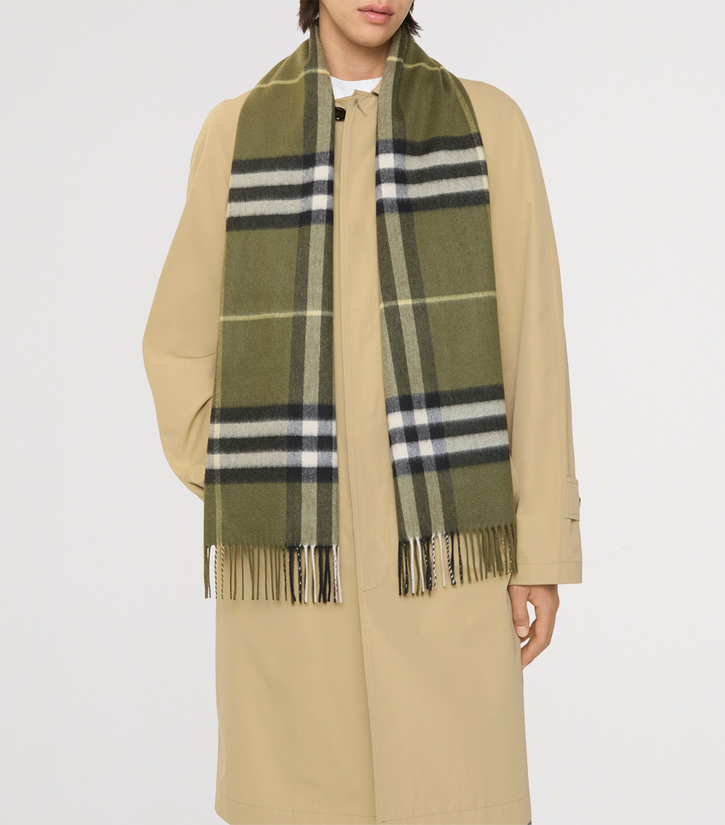 Burberry Cashmere Check Scarf Pea Green Image 6