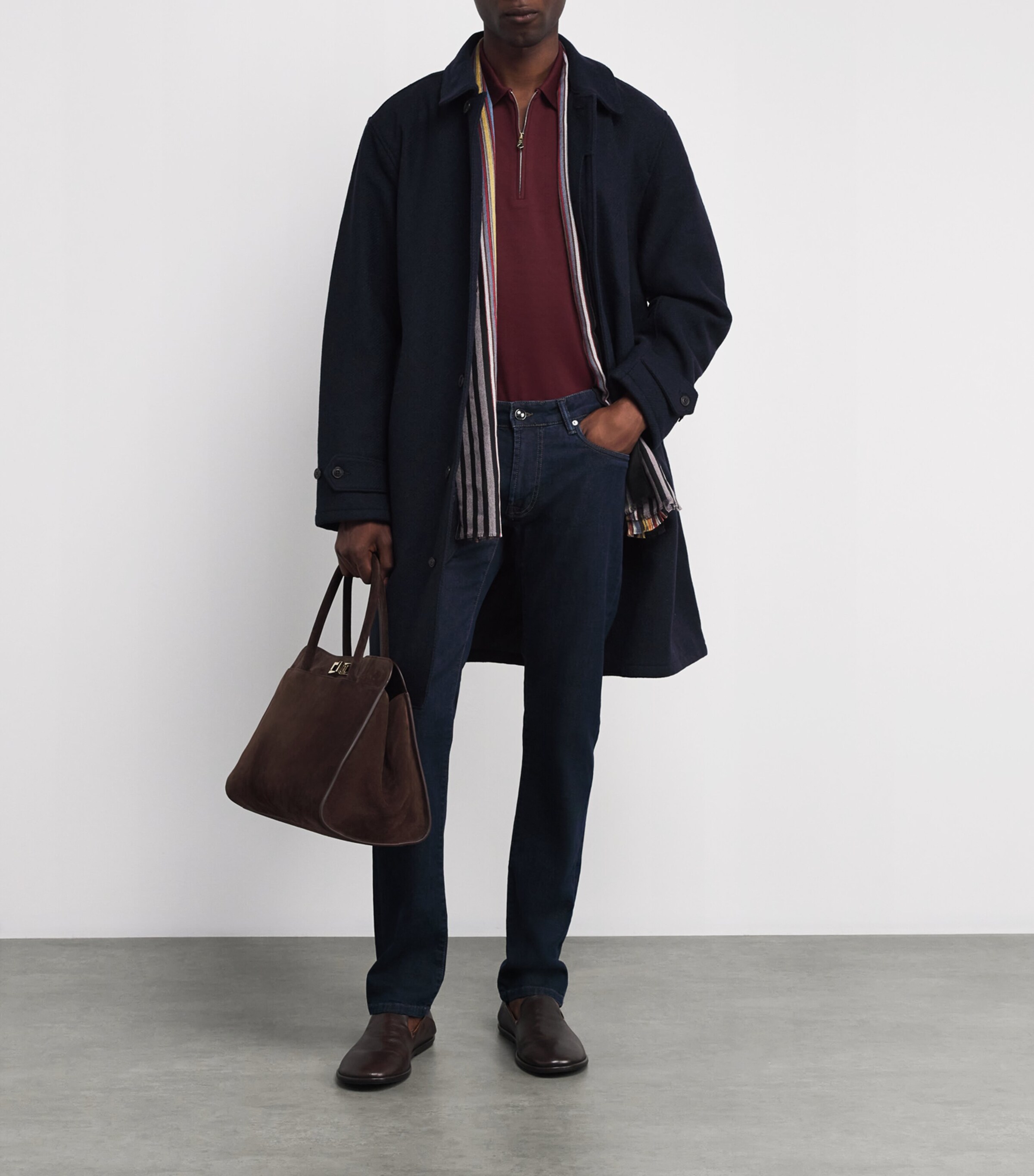 Cotton Signature Stripe Polo Shirt 28B_BURGUNDY Image 2