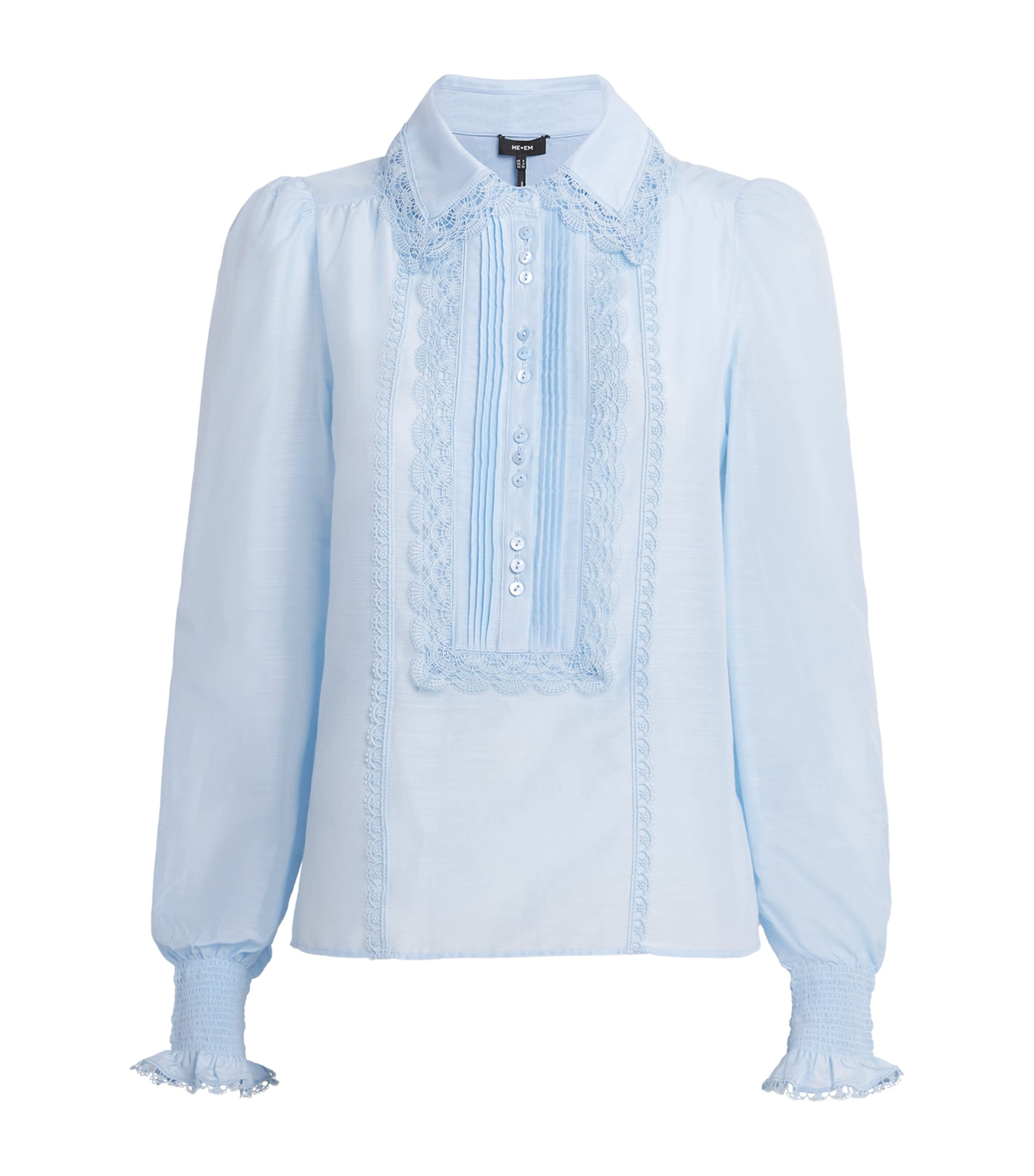 Silk-Cotton Lace-Trim Blouse CLOUD BLUE Image 1