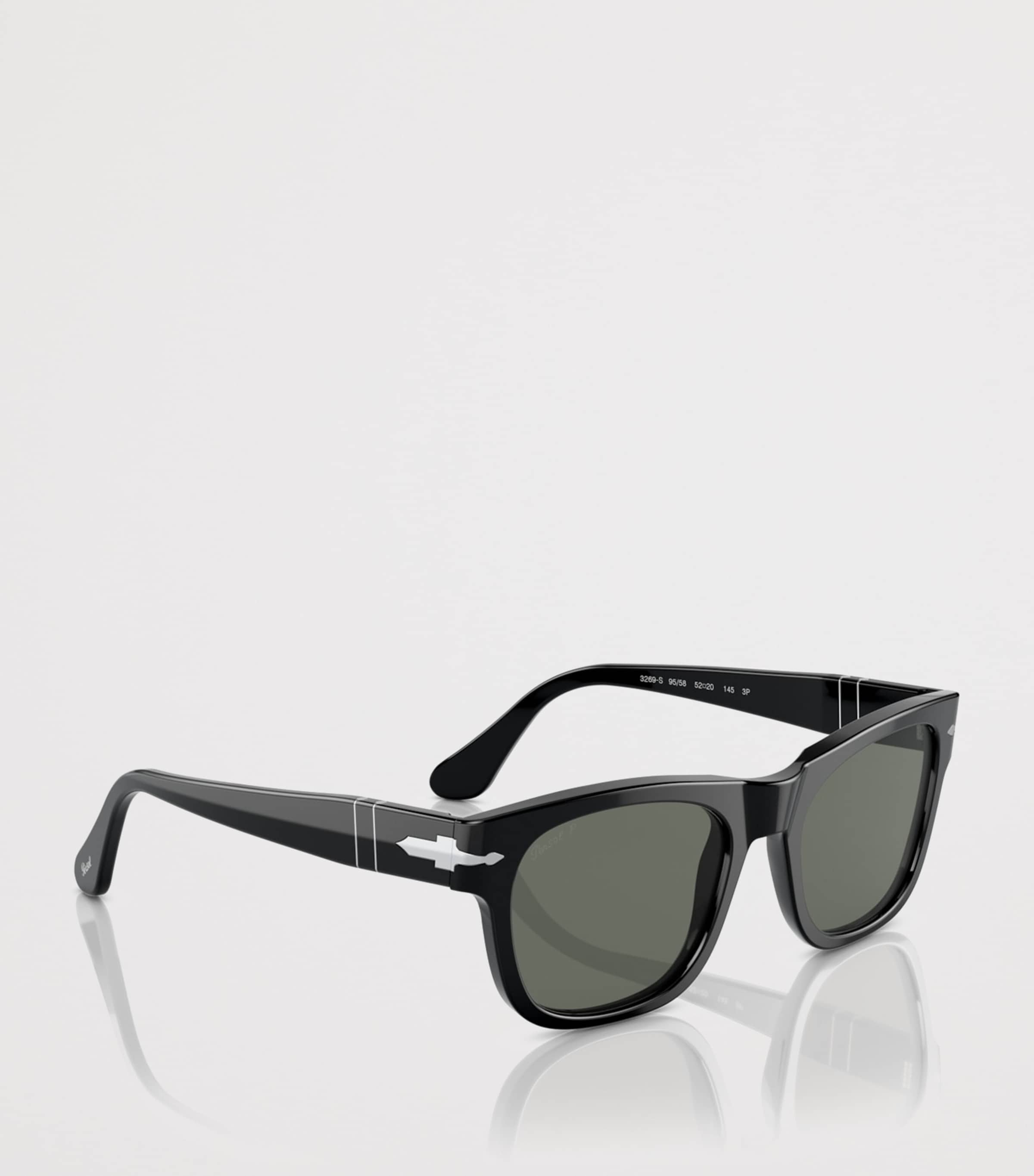 Persol Acetate Rectangle Sunglasses Black Image 6
