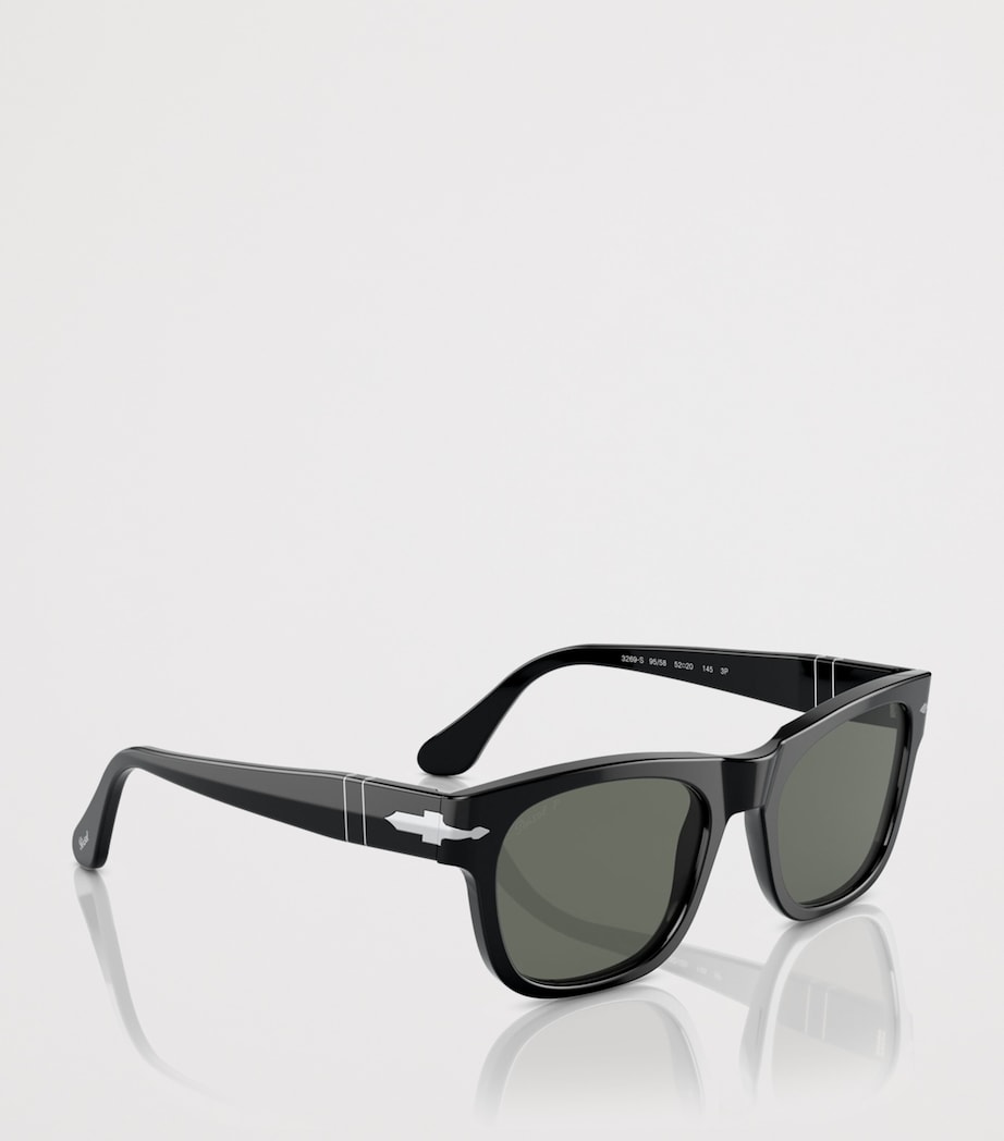 Persol Acetate Rectangle Sunglasses Black Image 6